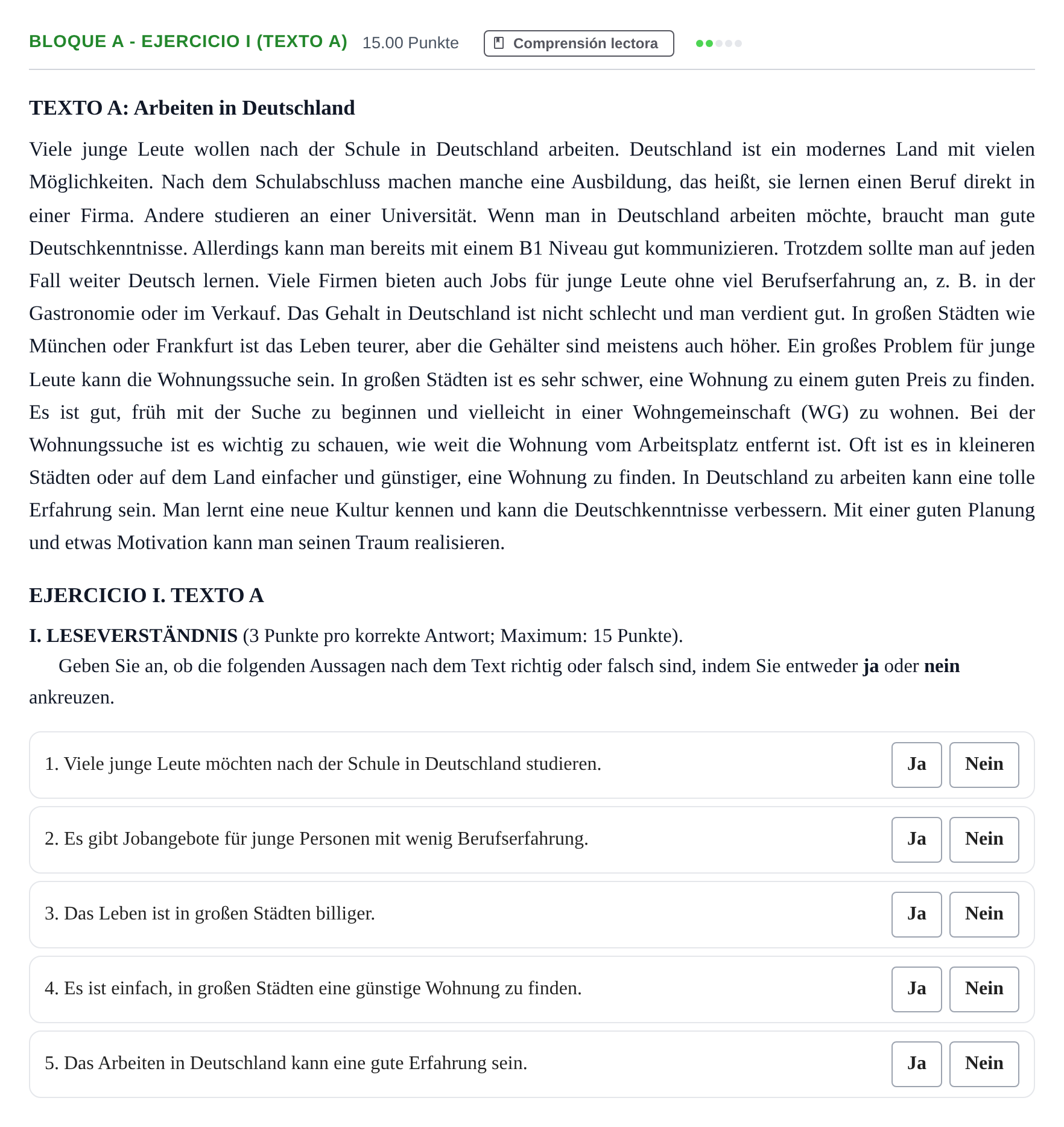 Enunciado: Bloque A - Ejercicio I (Texto A) · Alemán PAU Andalucía Ordinaria Titular (Admisión) 2025