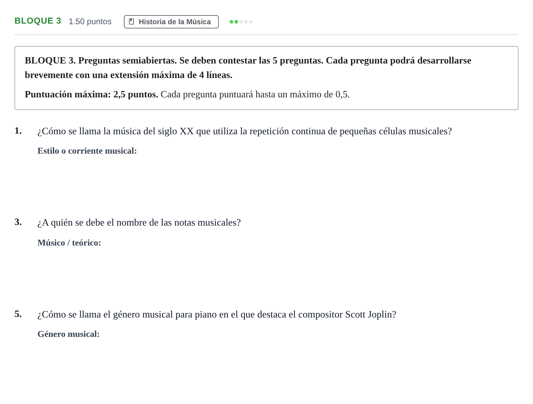 Enunciado: Bloque 3 - Historia de la Música · Análisis Musical II PAU Andalucía Ordinaria Suplente 2 2025