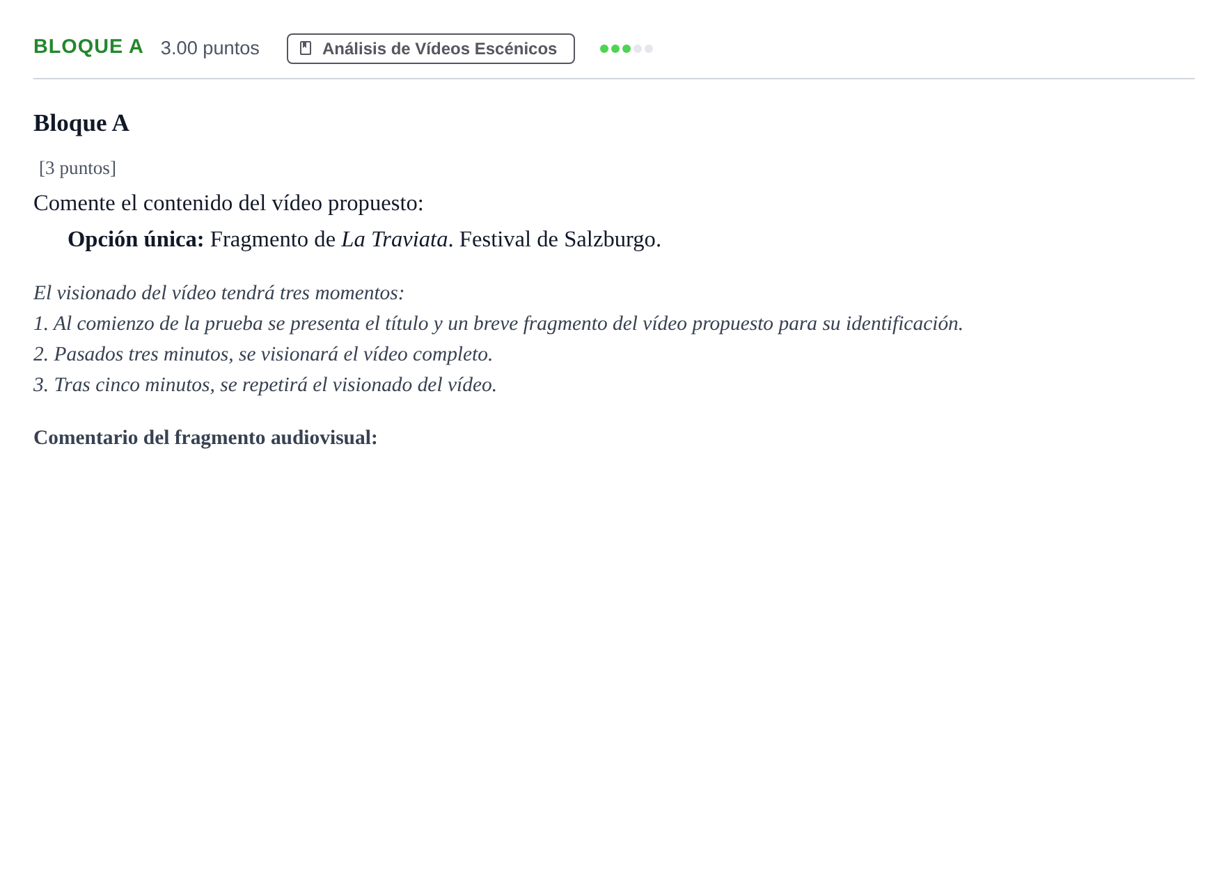 Enunciado: Bloque A · Artes Escénicas PAU Andalucía Extraordinaria Suplente 2 2025