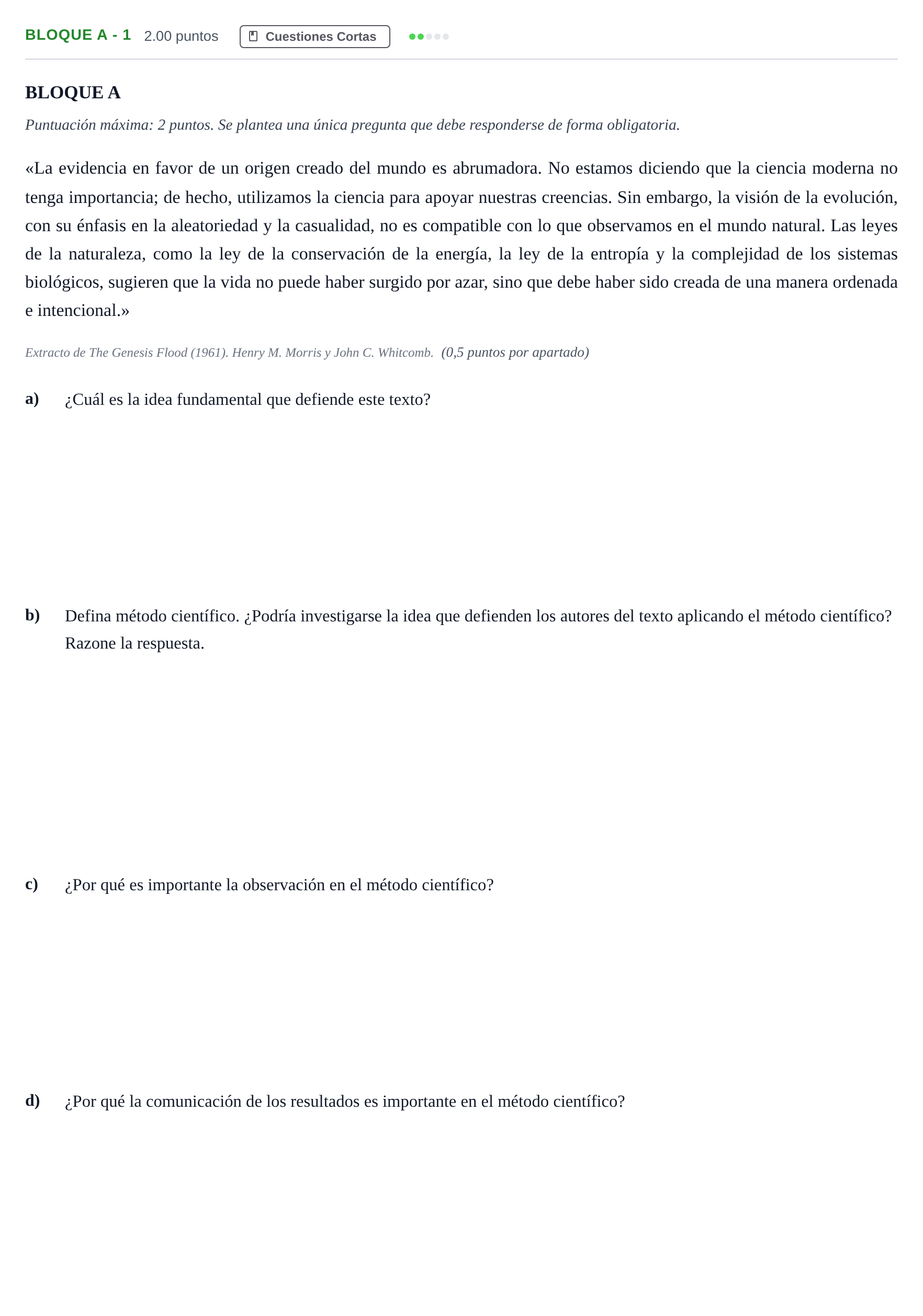 Enunciado: Bloque A - 1 · Ciencias Generales PAU Andalucía Extraordinaria Suplente 1 2025