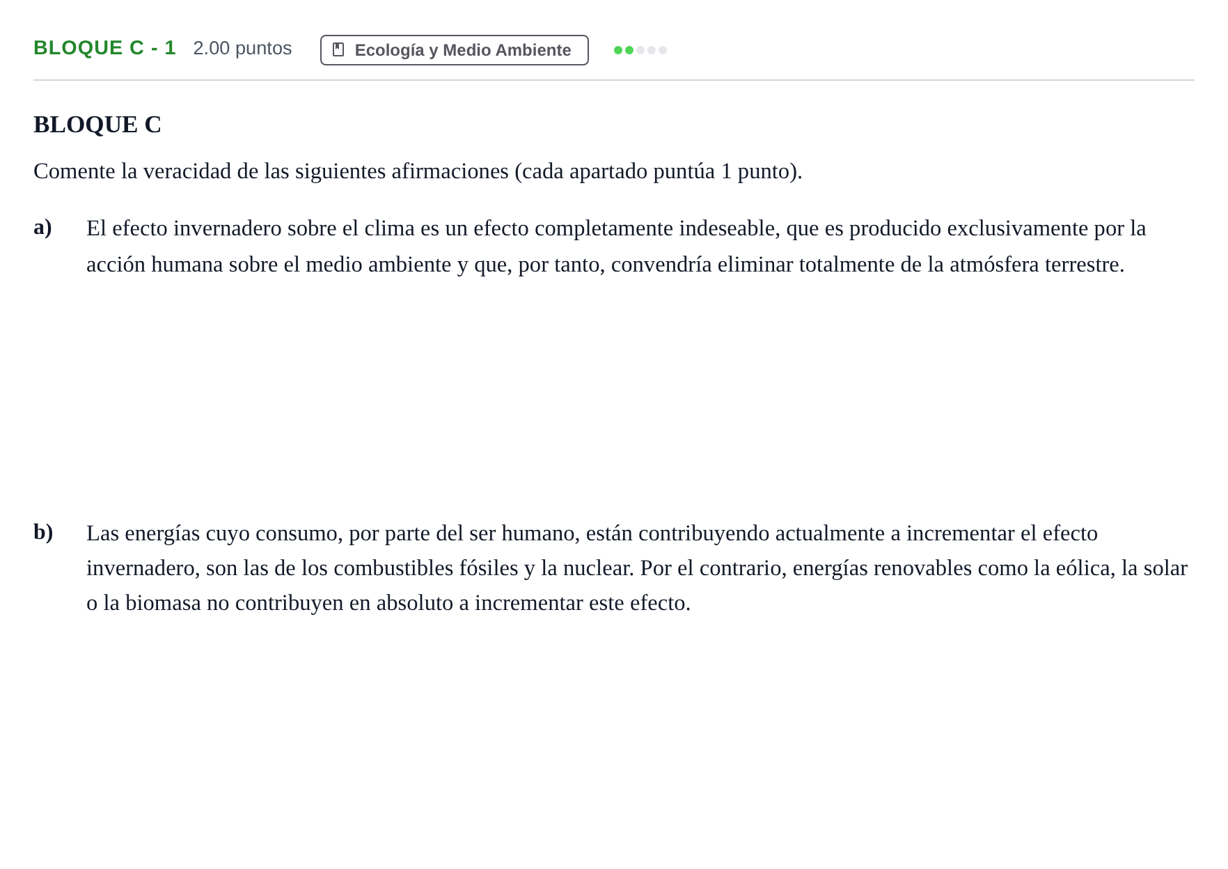 Enunciado: Bloque C - 1 · Ciencias Generales PAU Andalucía Extraordinaria Suplente 1 2025