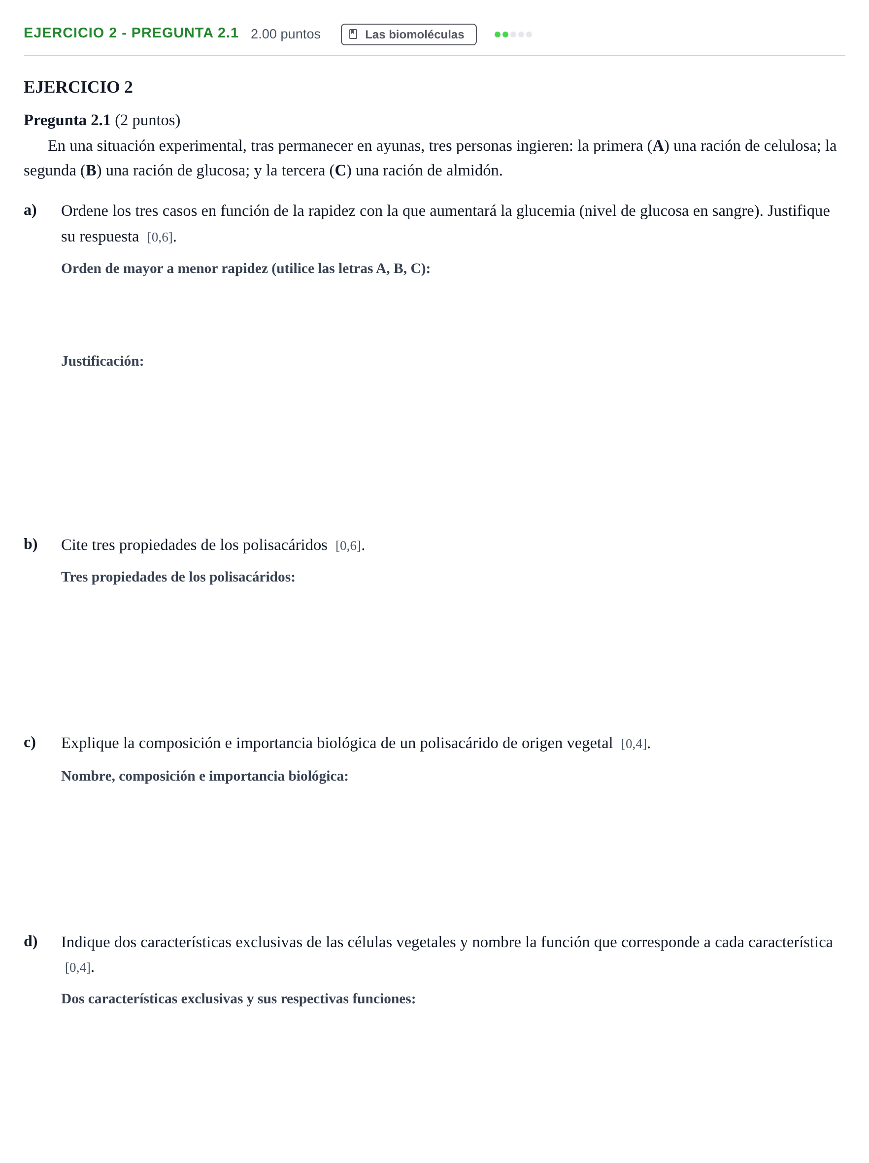 Enunciado: Ejercicio 2 - Pregunta 2.1 · Biología PAU Andalucía Extraordinaria Titular 2025