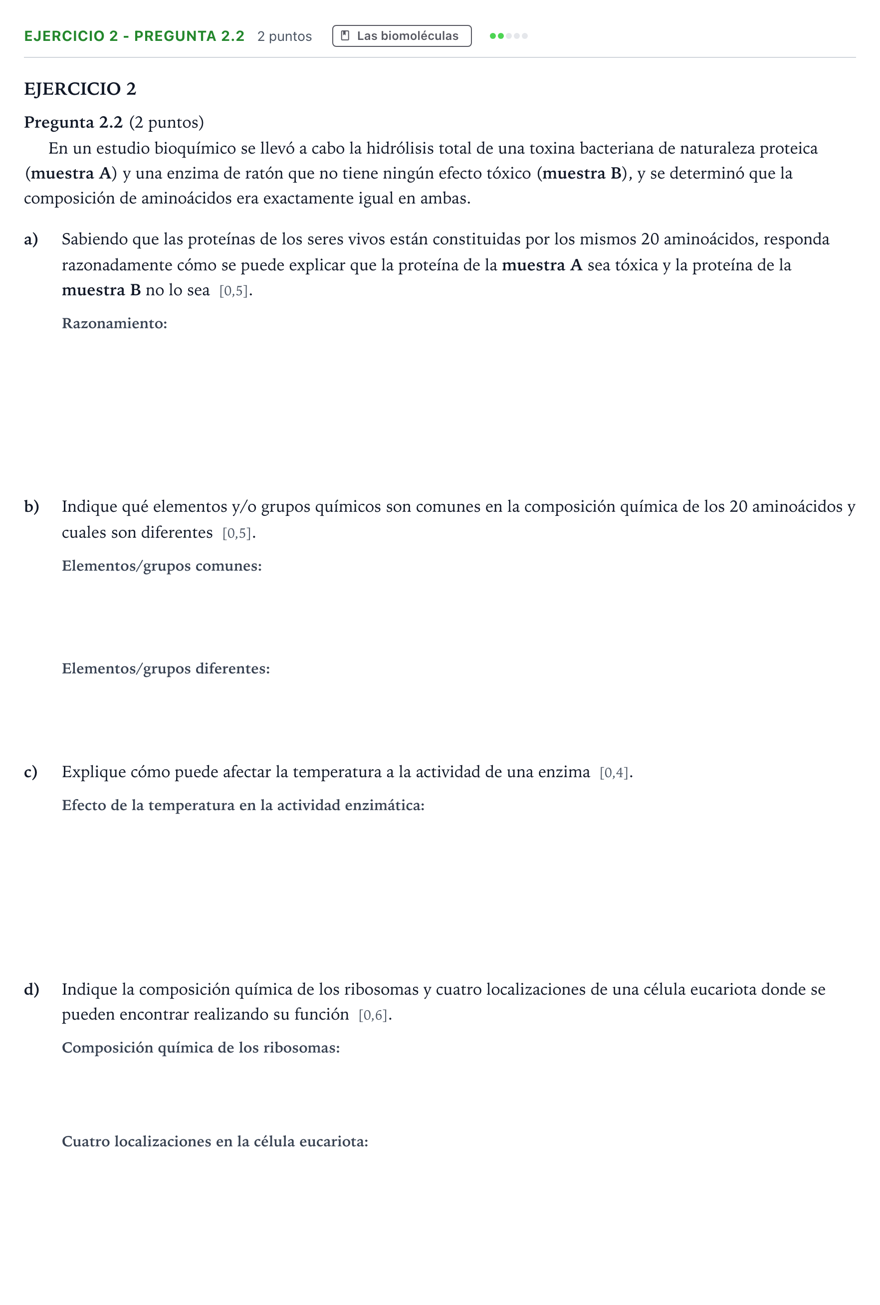 Enunciado: Ejercicio 2 - Pregunta 2.2 · Biología PAU Andalucía Extraordinaria Titular 2025
