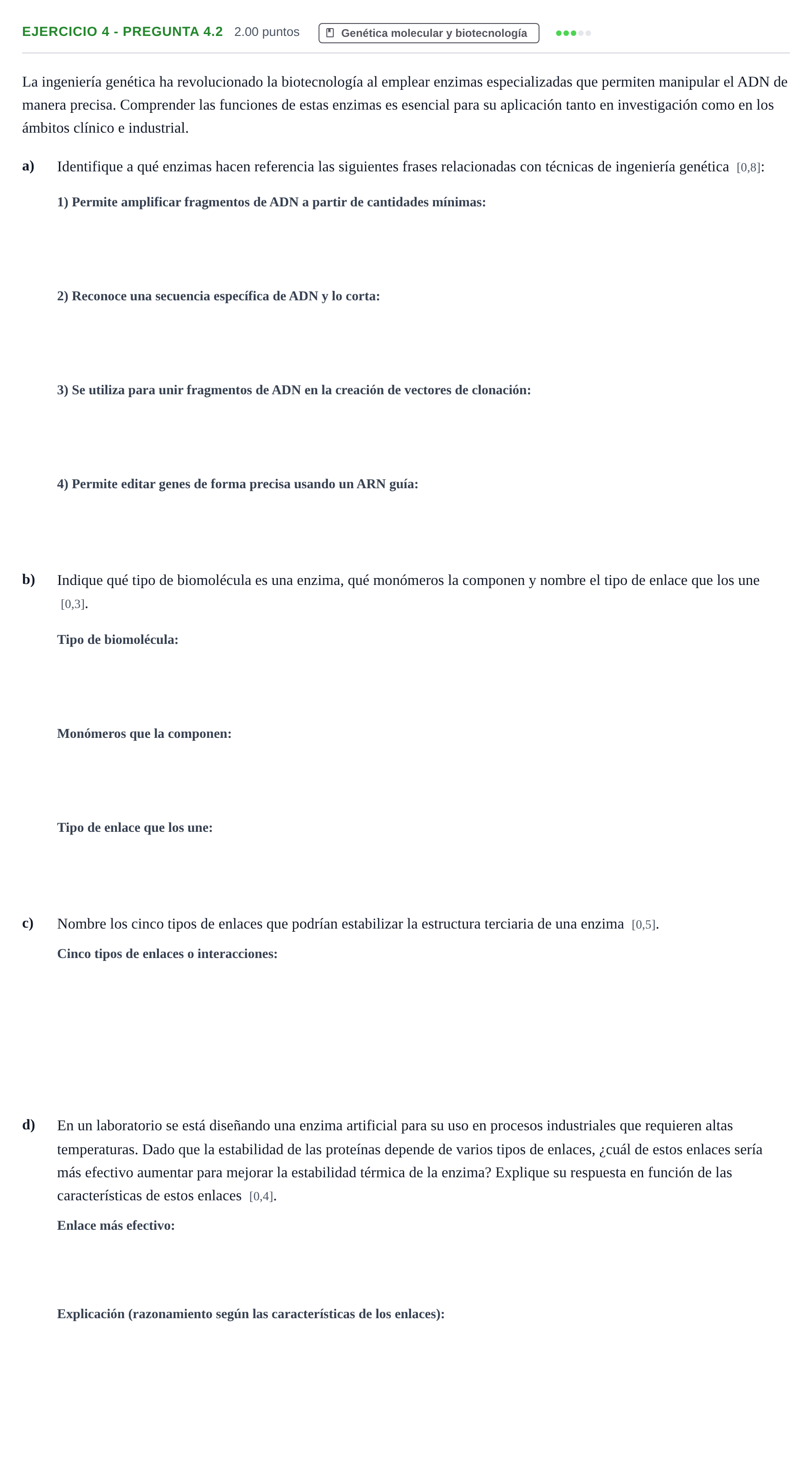 Enunciado: Ejercicio 4 - Pregunta 4.2 · Biología PAU Andalucía Extraordinaria Titular 2025