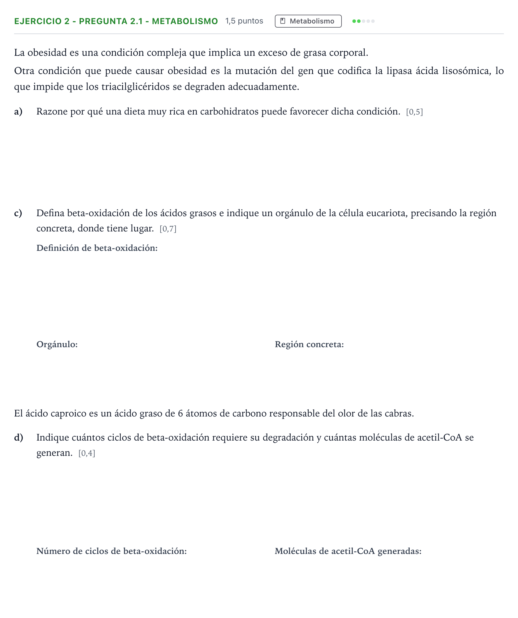 Enunciado: Ejercicio 2 - Pregunta 2.1 - Metabolismo · Biología PAU Andalucía Extraordinaria Suplente 2 2025