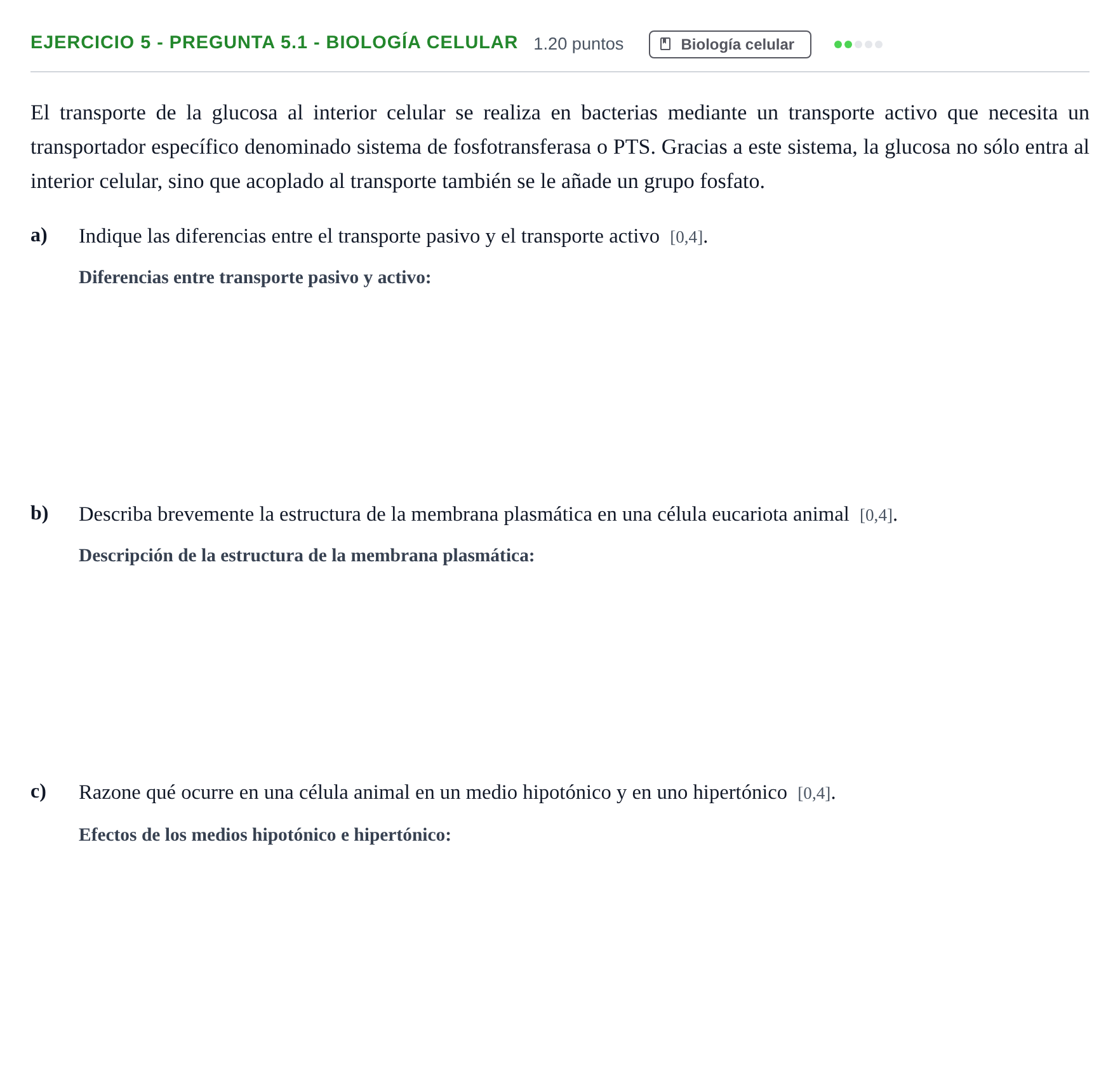 Enunciado: Ejercicio 5 - Pregunta 5.1 - Biología celular · Biología PAU Andalucía Extraordinaria Suplente 2 2025