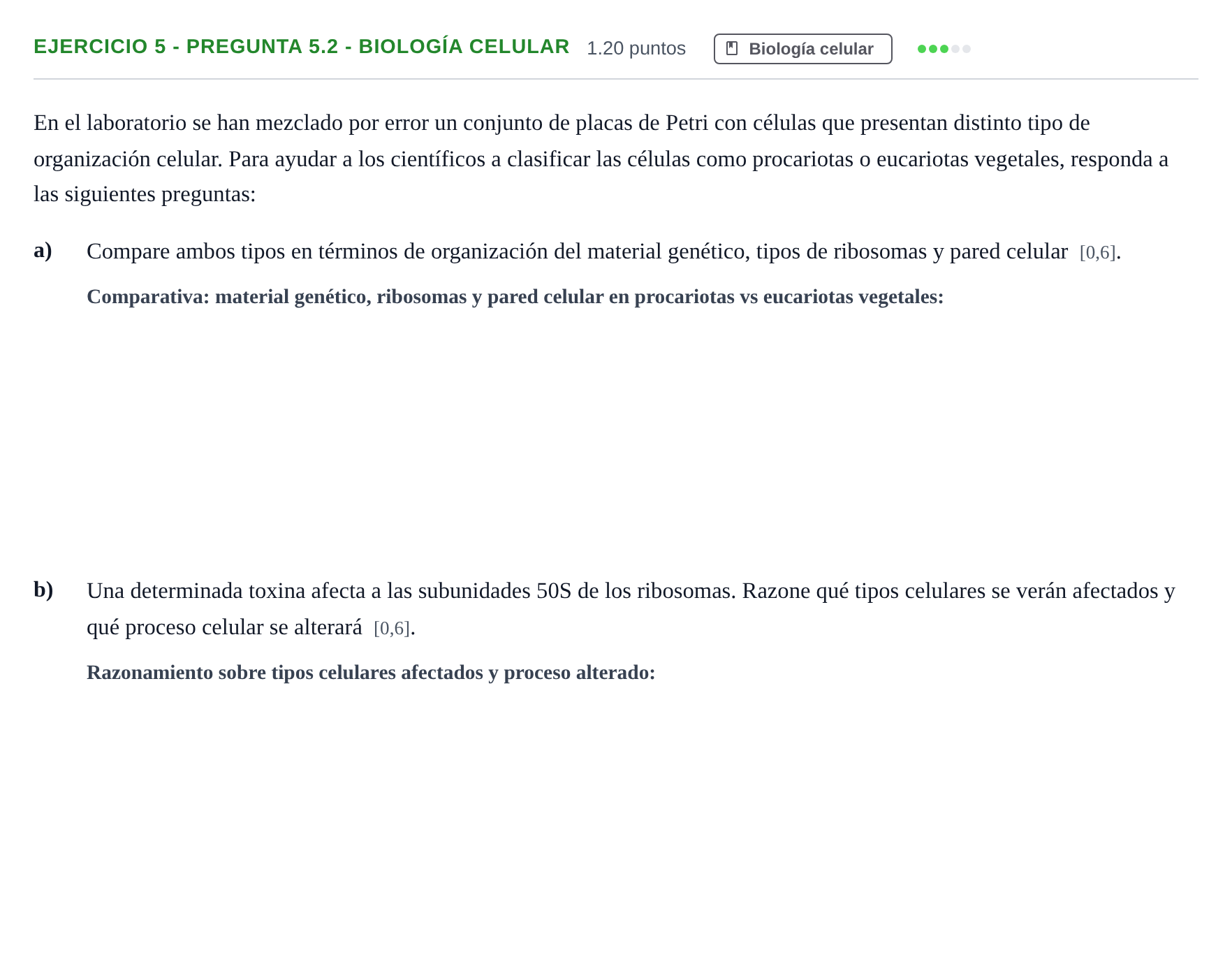 Enunciado: Ejercicio 5 - Pregunta 5.2 - Biología celular · Biología PAU Andalucía Extraordinaria Suplente 2 2025
