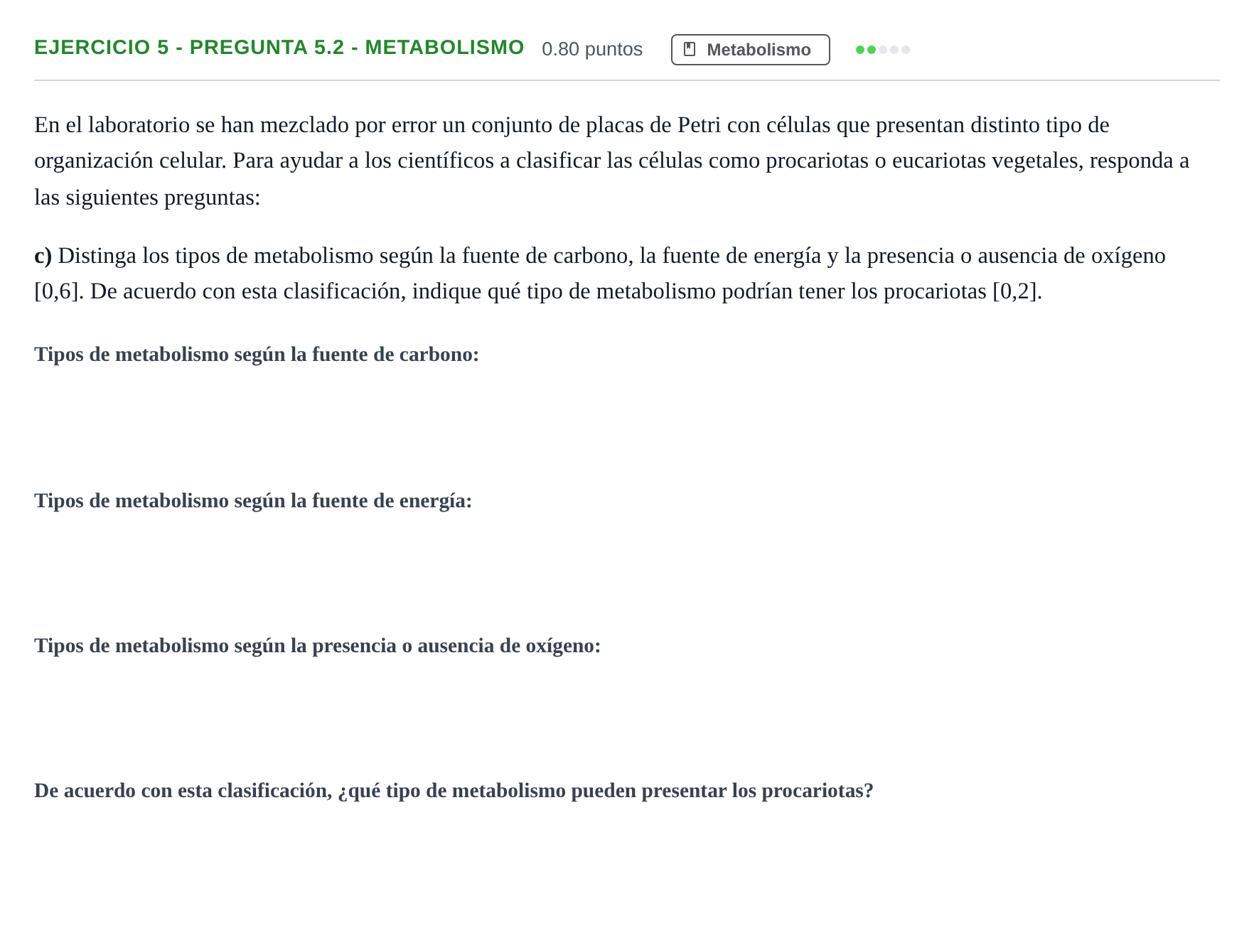 Enunciado: Ejercicio 5 - Pregunta 5.2 - Metabolismo · Biología PAU Andalucía Extraordinaria Suplente 2 2025
