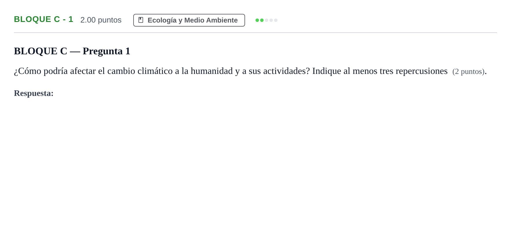 Enunciado: Bloque C - 1 · Ciencias Generales PAU Andalucía Extraordinaria Suplente 2 2025