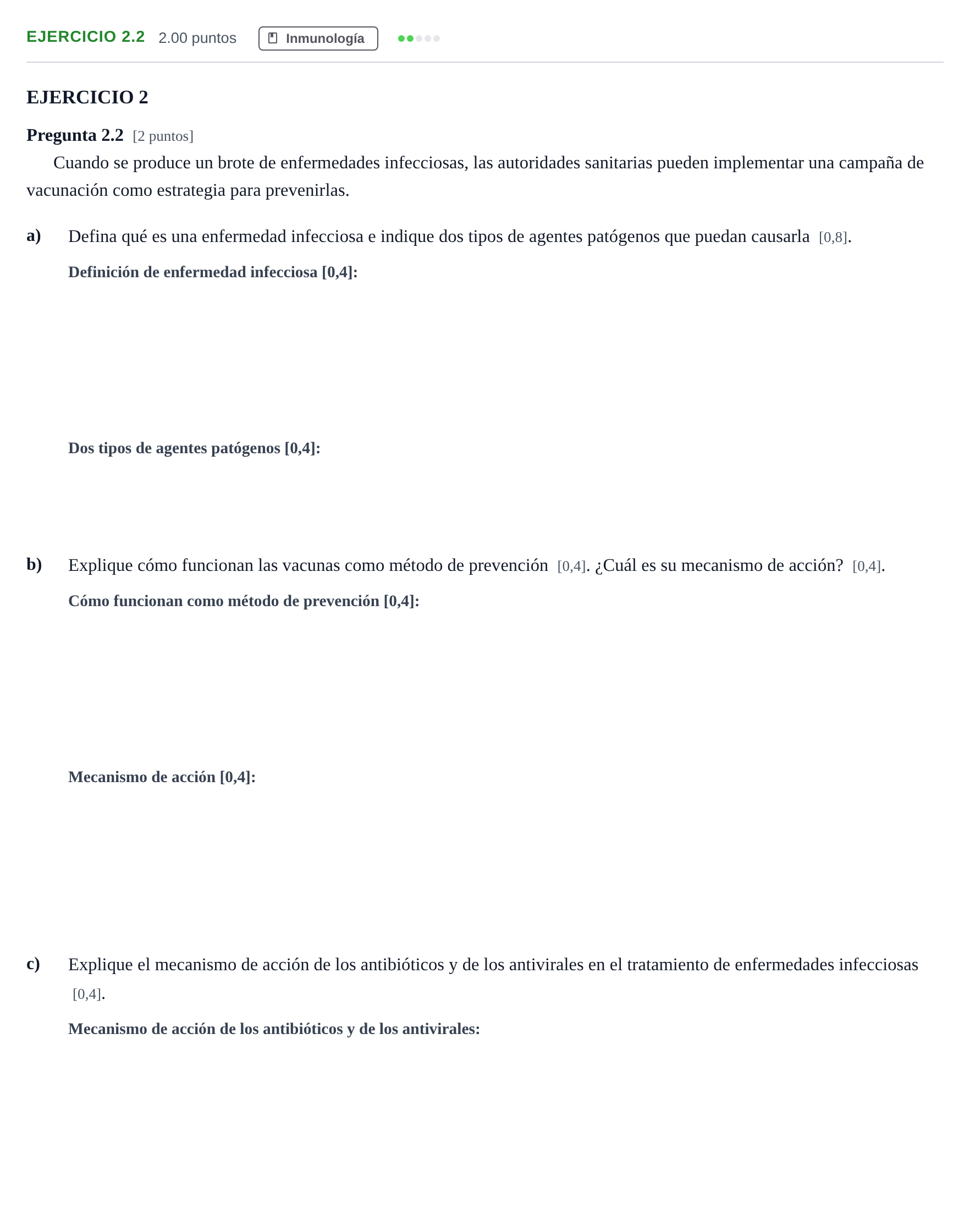 Enunciado: Ejercicio 2.2 · Biología PAU Andalucía Extraordinaria Suplente 1 2025