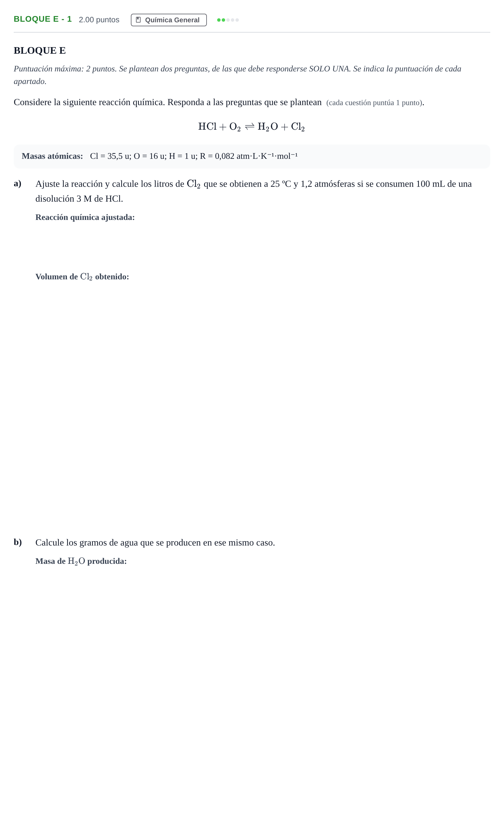 Enunciado: Bloque E - 1 · Ciencias Generales PAU Andalucía Extraordinaria Titular 2025