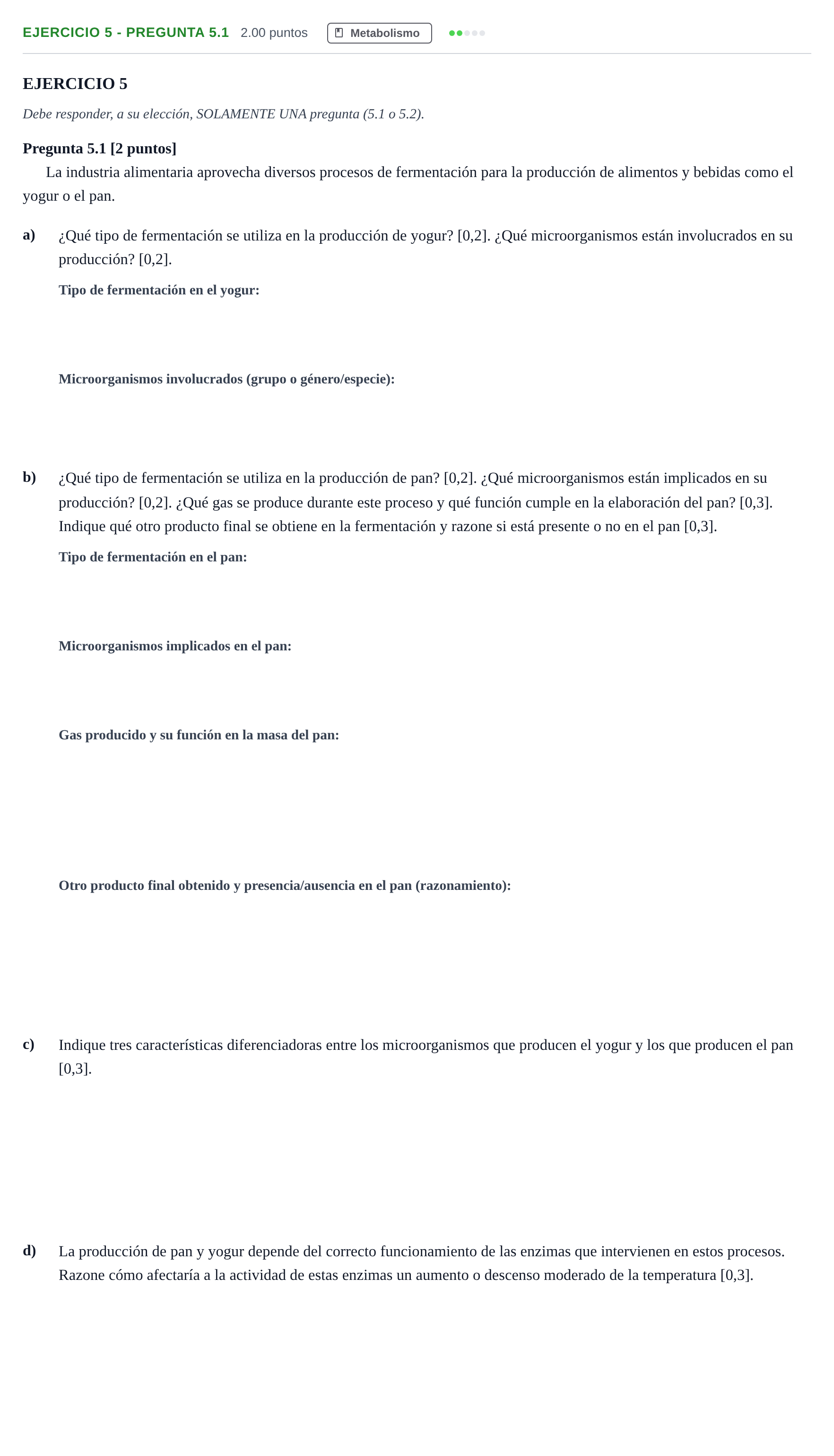 Enunciado: Ejercicio 5 - Pregunta 5.1 · Biología PAU Andalucía Ordinaria Titular 2025