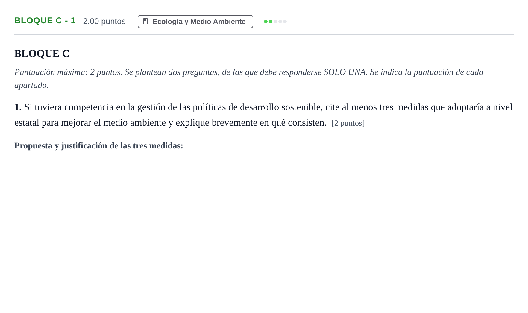 Enunciado: Bloque C - 1 · Ciencias Generales PAU Andalucía Ordinaria Titular 2025