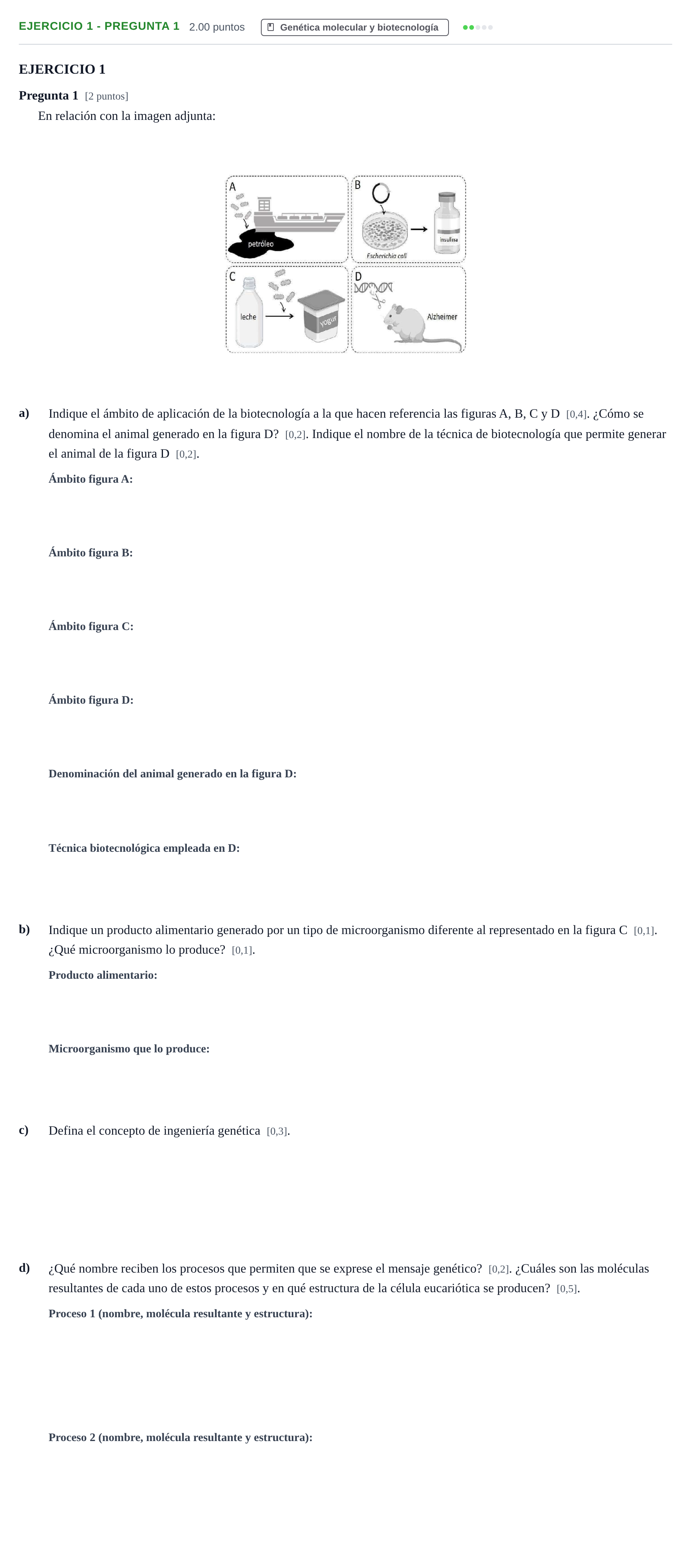 Enunciado: Ejercicio 1 - Pregunta 1 · Biología PAU Andalucía Ordinaria Titular 2 2025