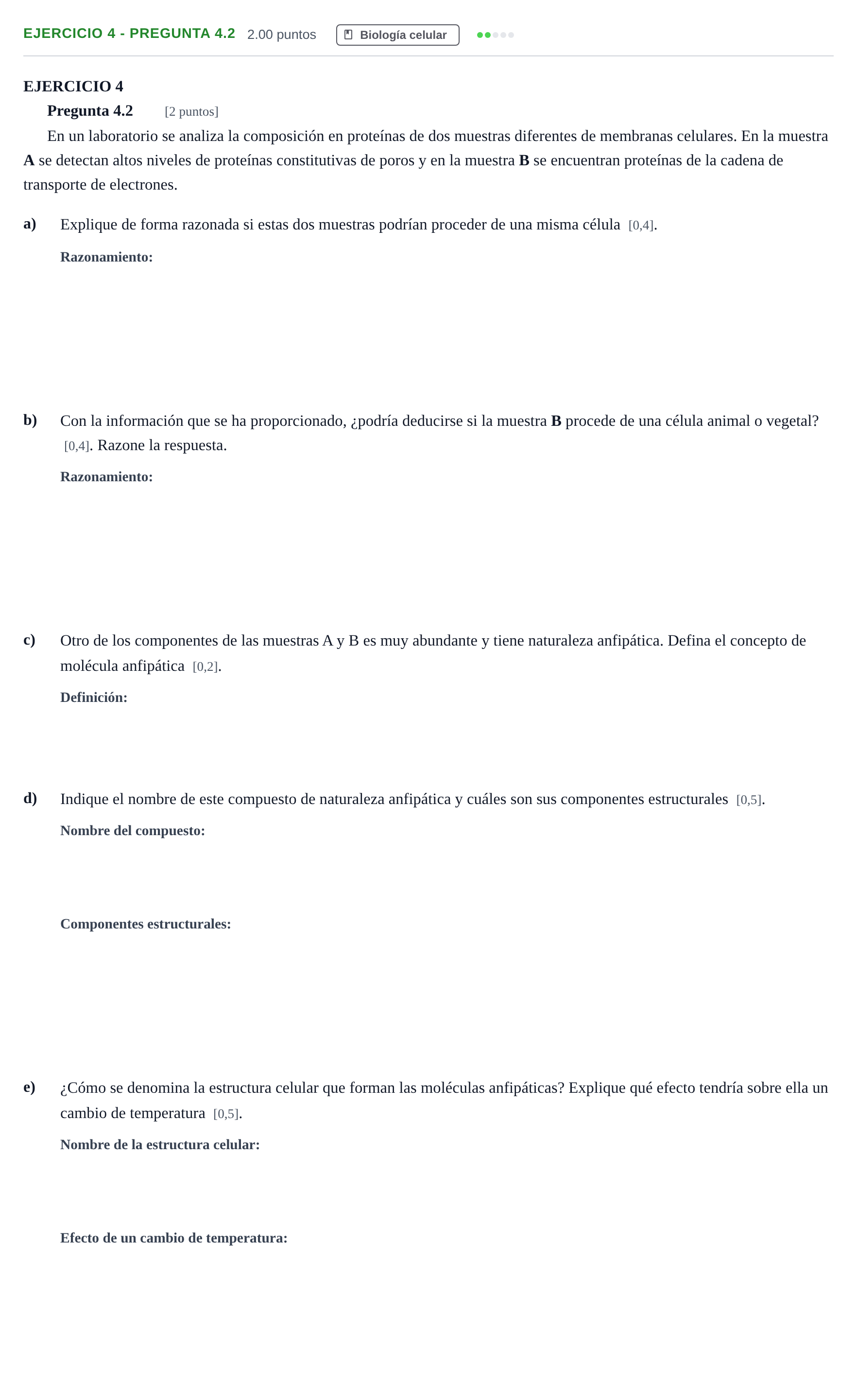 Enunciado: Ejercicio 4 - Pregunta 4.2 · Biología PAU Andalucía Ordinaria Titular 2 2025