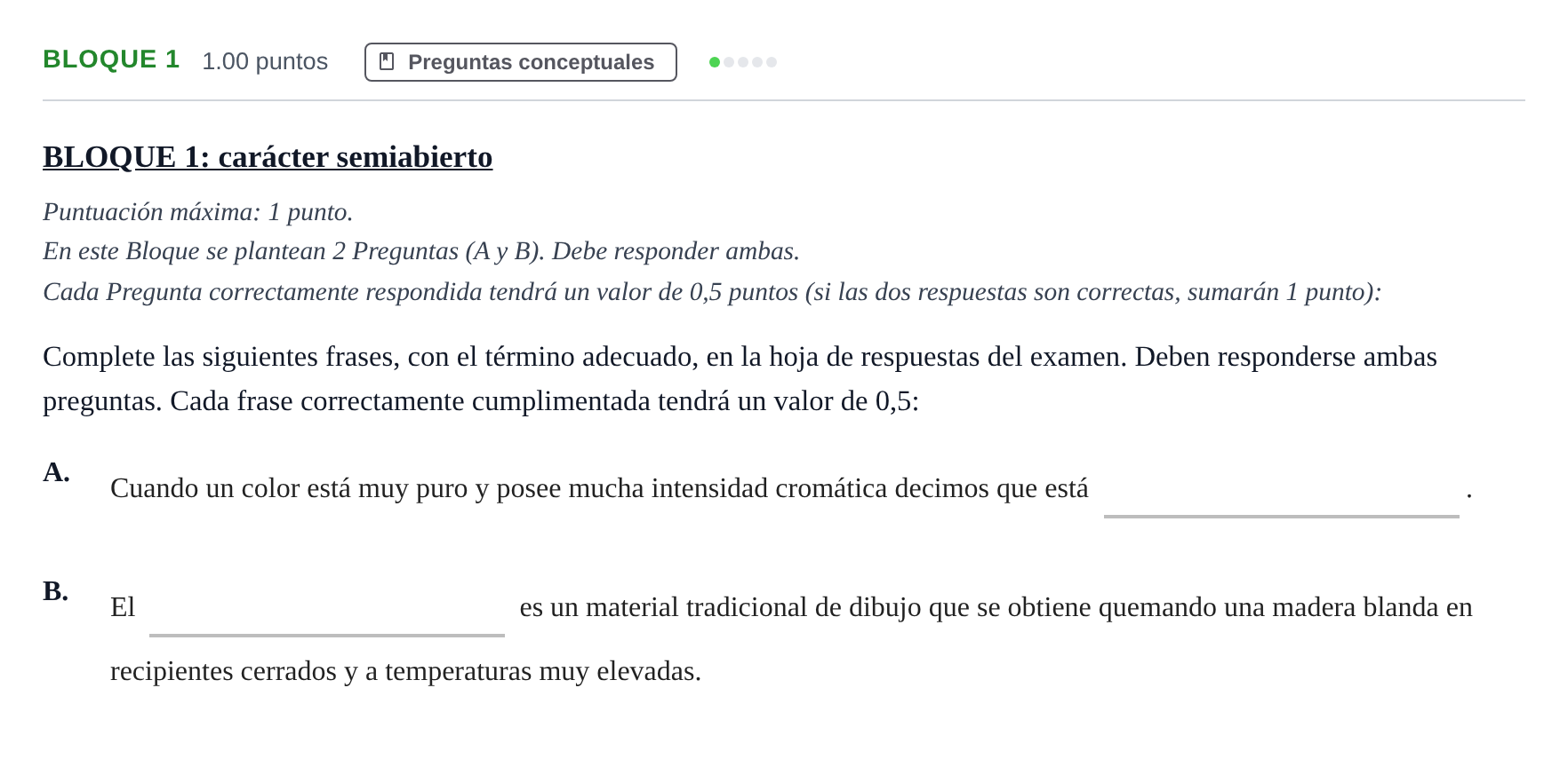 Enunciado: Bloque 1 · Dibujo Artístico II PAU Andalucía Extraordinaria Suplente 1 2025
