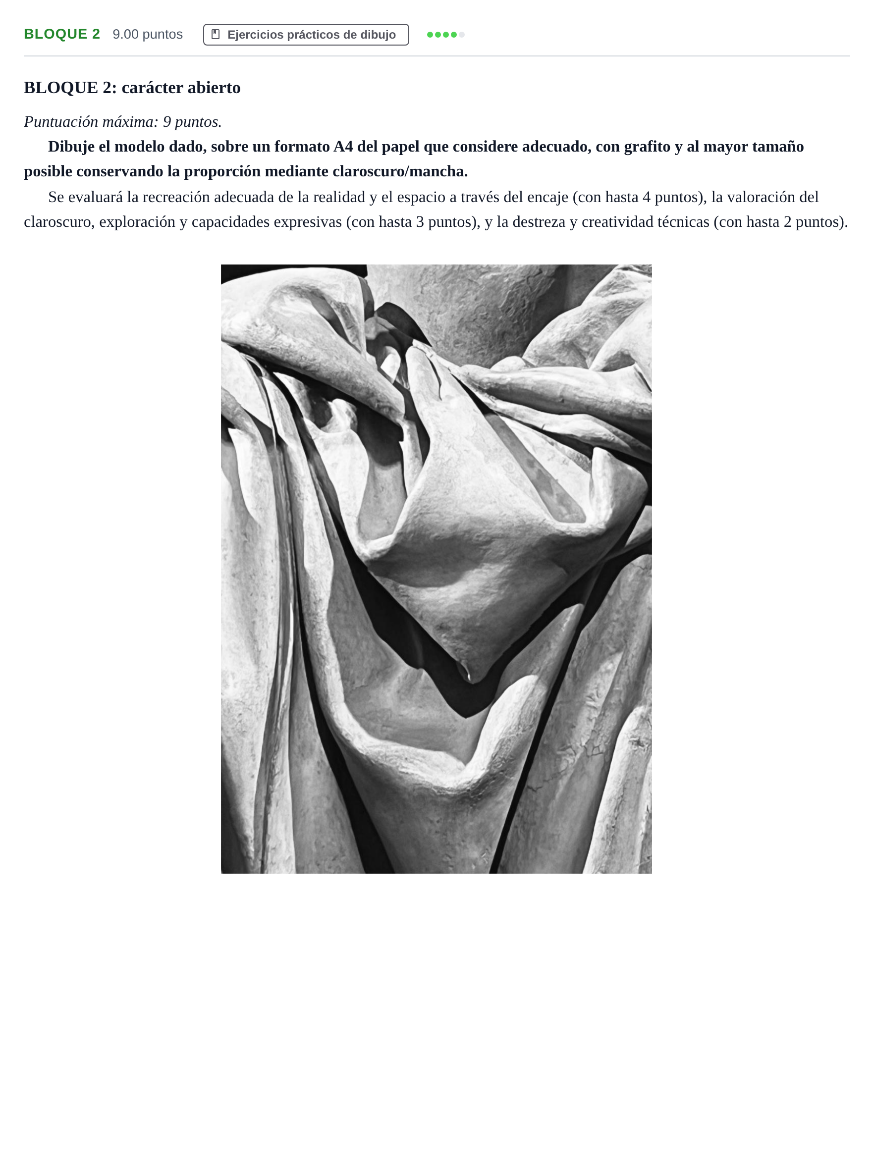 Enunciado: Bloque 2 · Dibujo Artístico II PAU Andalucía Extraordinaria Suplente 1 2025