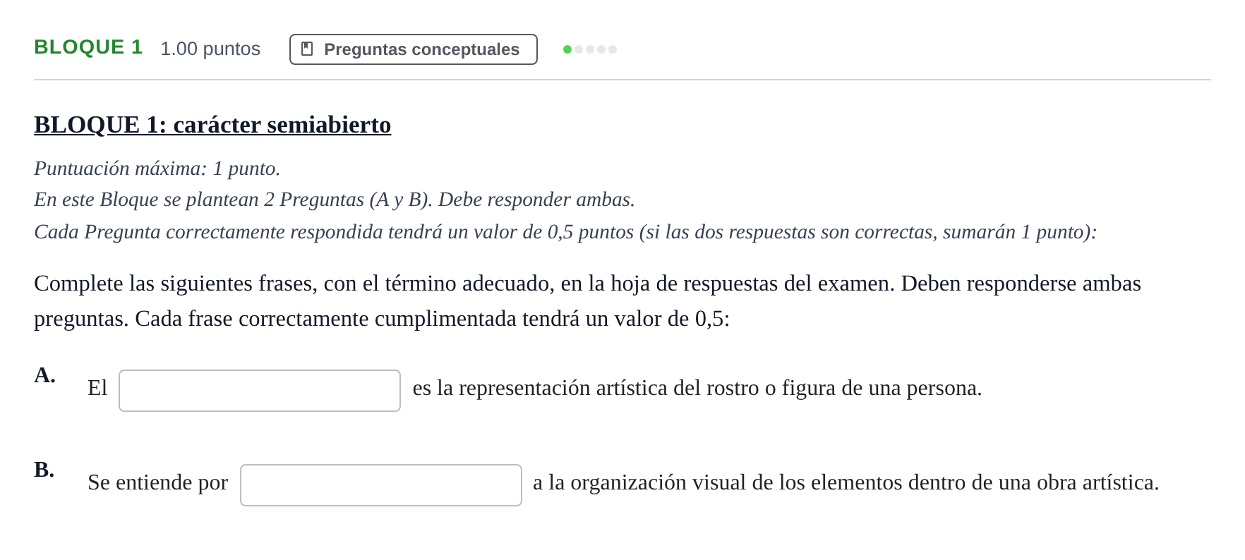 Enunciado: Bloque 1 · Dibujo Artístico II PAU Andalucía Ordinaria Suplente 1 2025