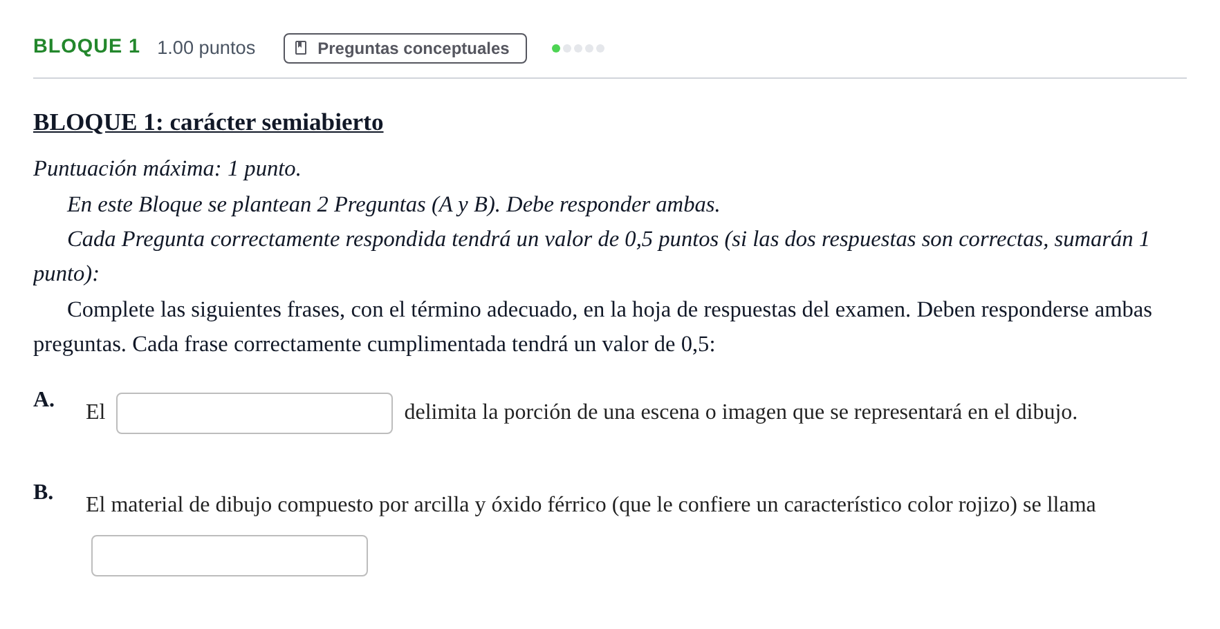 Enunciado: Bloque 1 · Dibujo Artístico II PAU Andalucía Ordinaria Suplente 2 2025