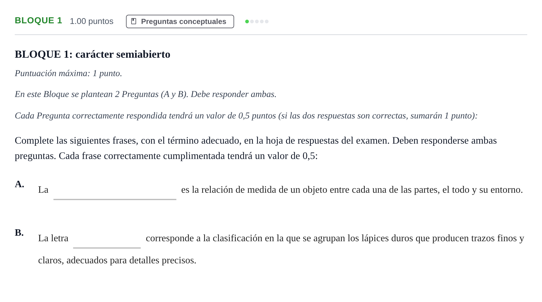 Enunciado: Bloque 1 · Dibujo Artístico II PAU Andalucía Ordinaria Titular 2025