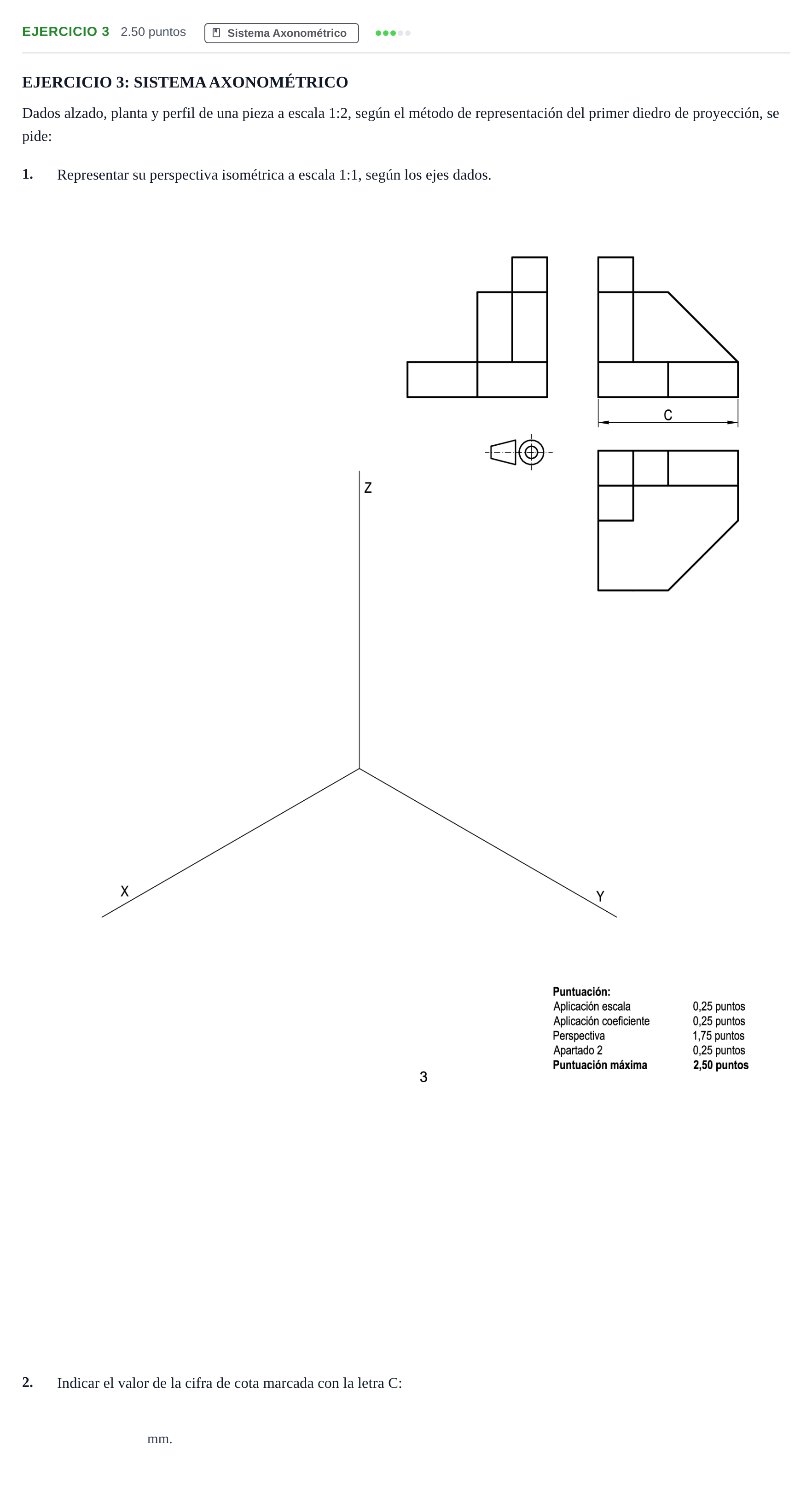 Enunciado: Ejercicio 3 · Dibujo técnico II PAU Andalucía Extraordinaria Suplente 1 2025