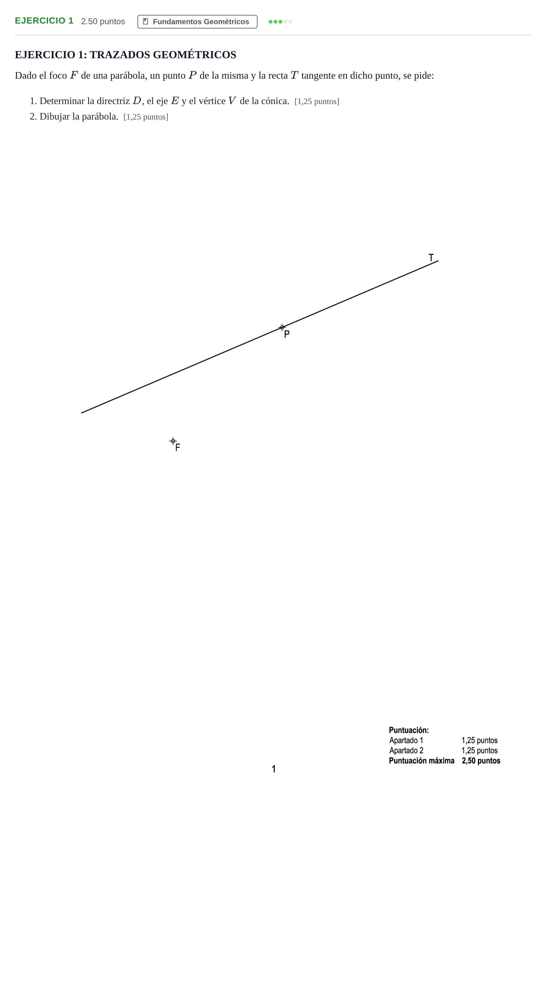 Enunciado: Ejercicio 1 · Dibujo técnico II PAU Andalucía Extraordinaria Suplente 2 2025