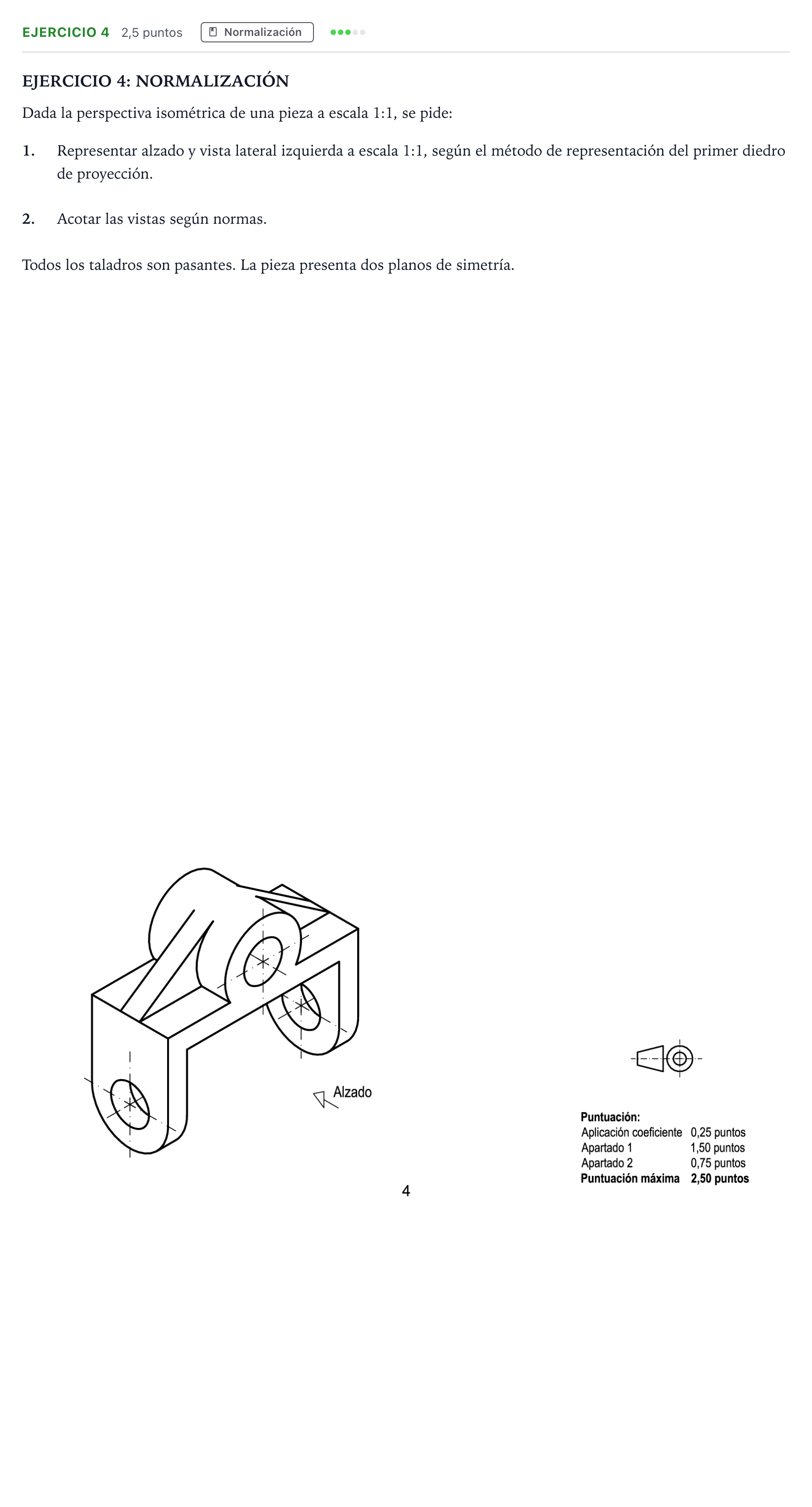 Enunciado: Ejercicio 4 · Dibujo técnico II PAU Andalucía Extraordinaria Suplente 2 2025