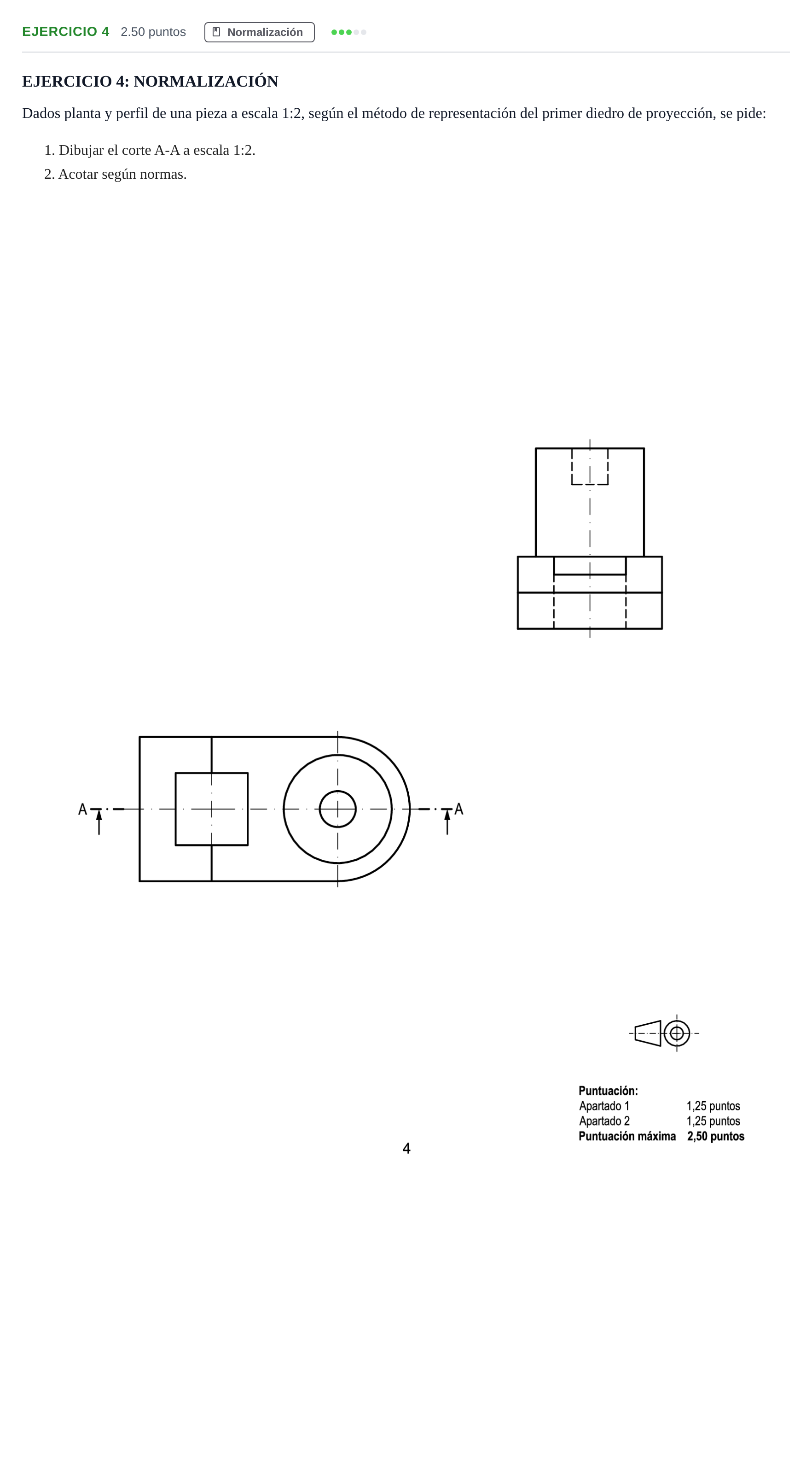 Enunciado: Ejercicio 4 · Dibujo técnico II PAU Andalucía Ordinaria Suplente 1 2025