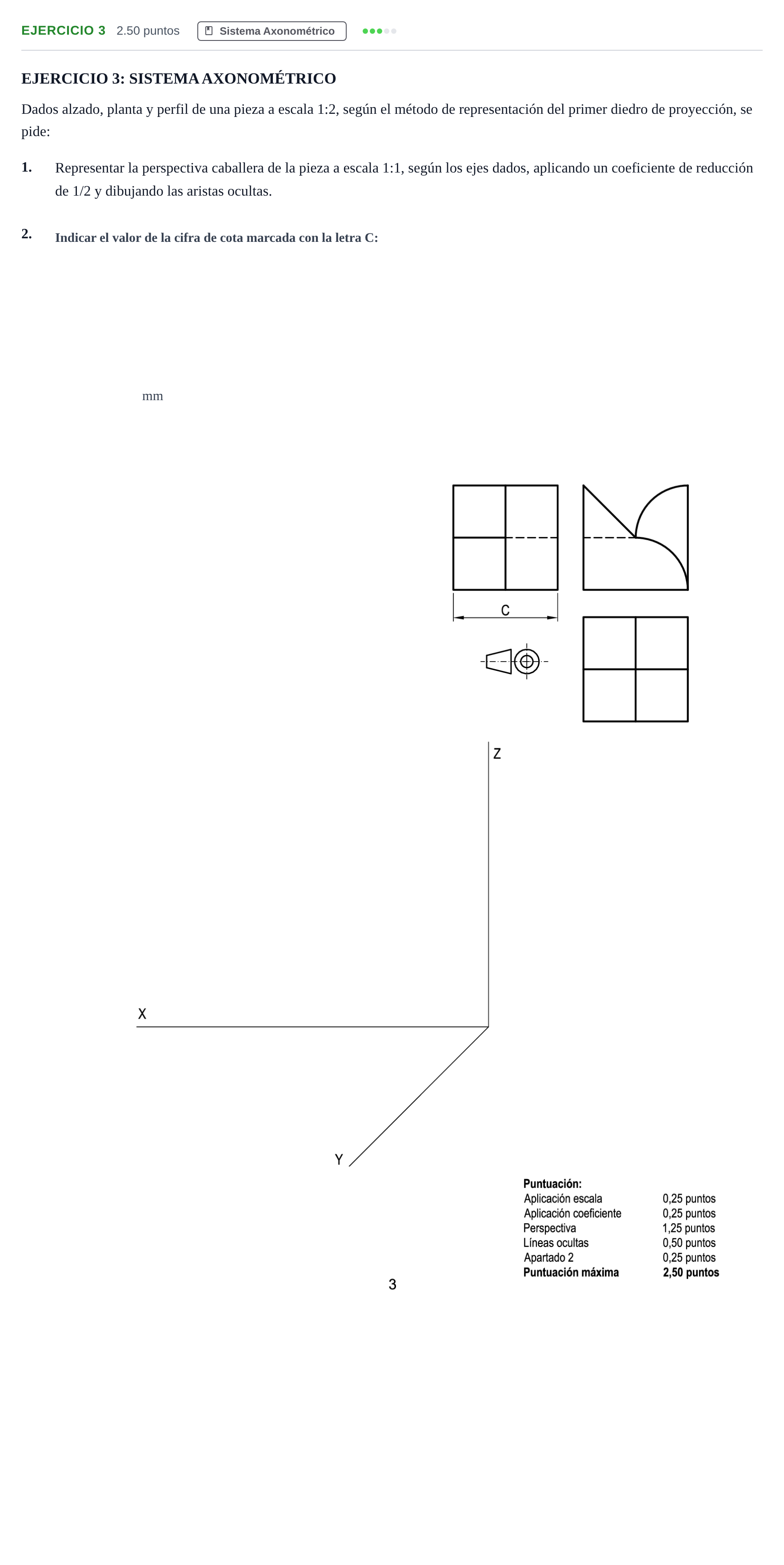Enunciado: Ejercicio 3 · Dibujo técnico II PAU Andalucía Ordinaria Suplente 2 2025