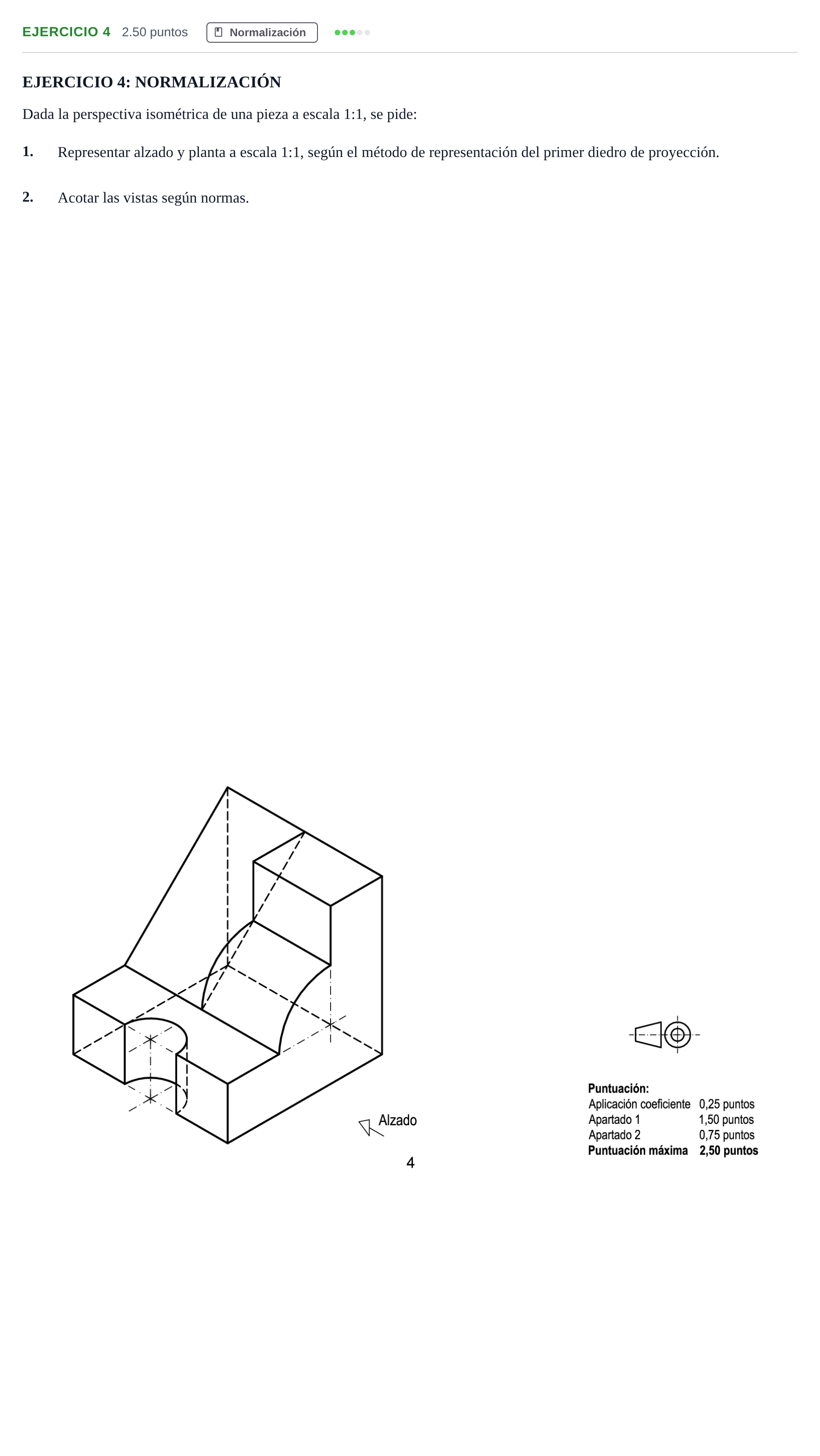 Enunciado: Ejercicio 4 · Dibujo técnico II PAU Andalucía Ordinaria Suplente 2 2025
