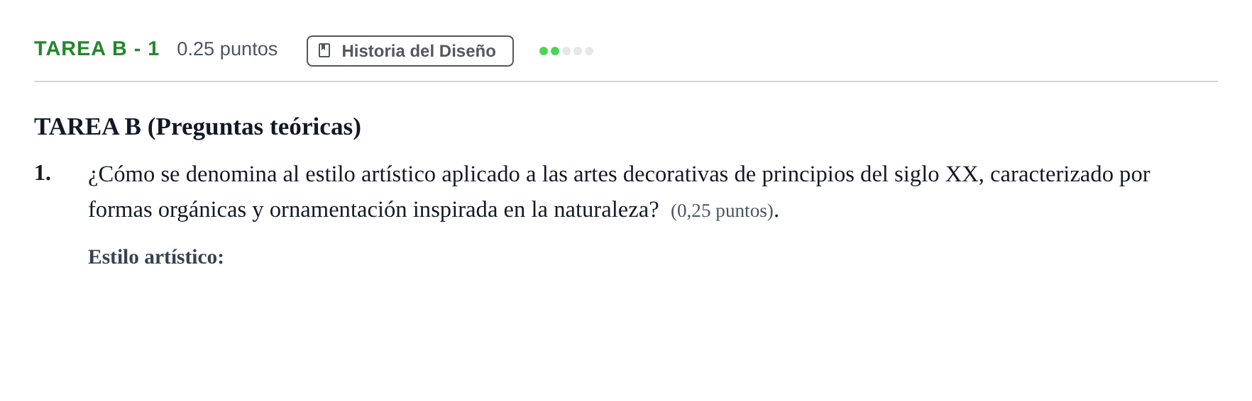 Enunciado: Tarea B - 1 · Diseño PAU Andalucía Extraordinaria Suplente 2 2025