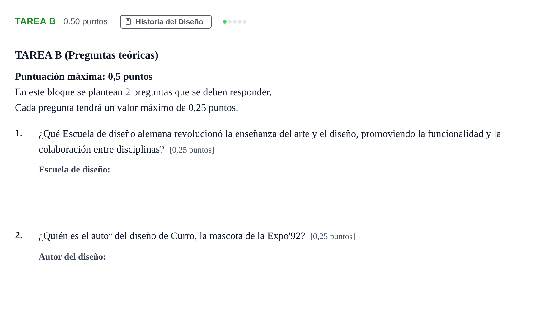 Enunciado: Tarea B · Diseño PAU Andalucía Ordinaria Suplente 1 2025