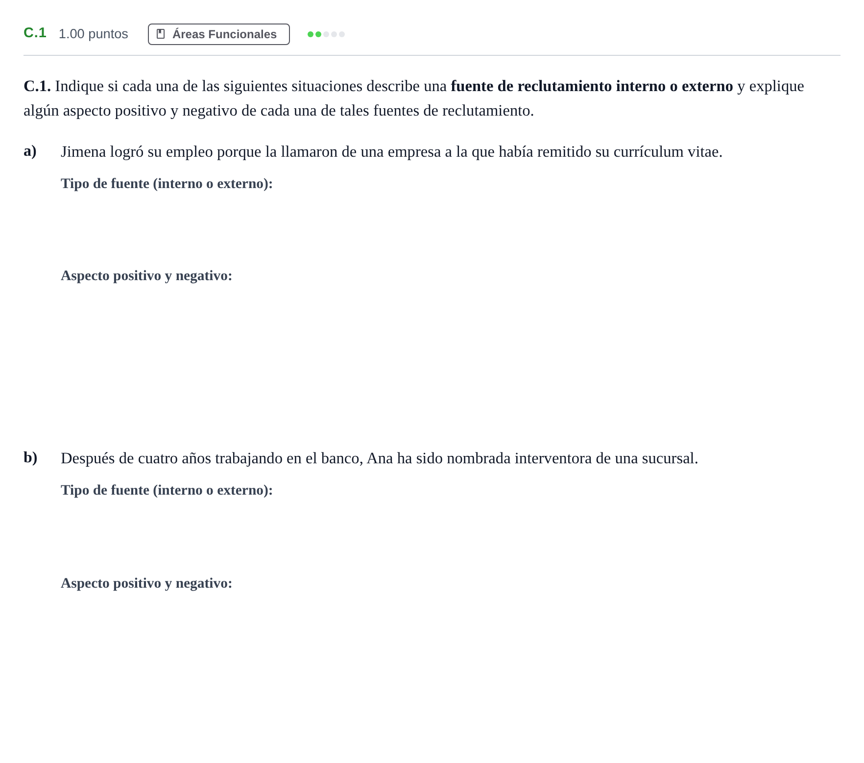 Enunciado: Ejercicio C.1 · Economía de la Empresa PAU Andalucía Extraordinaria Suplente 1 2025