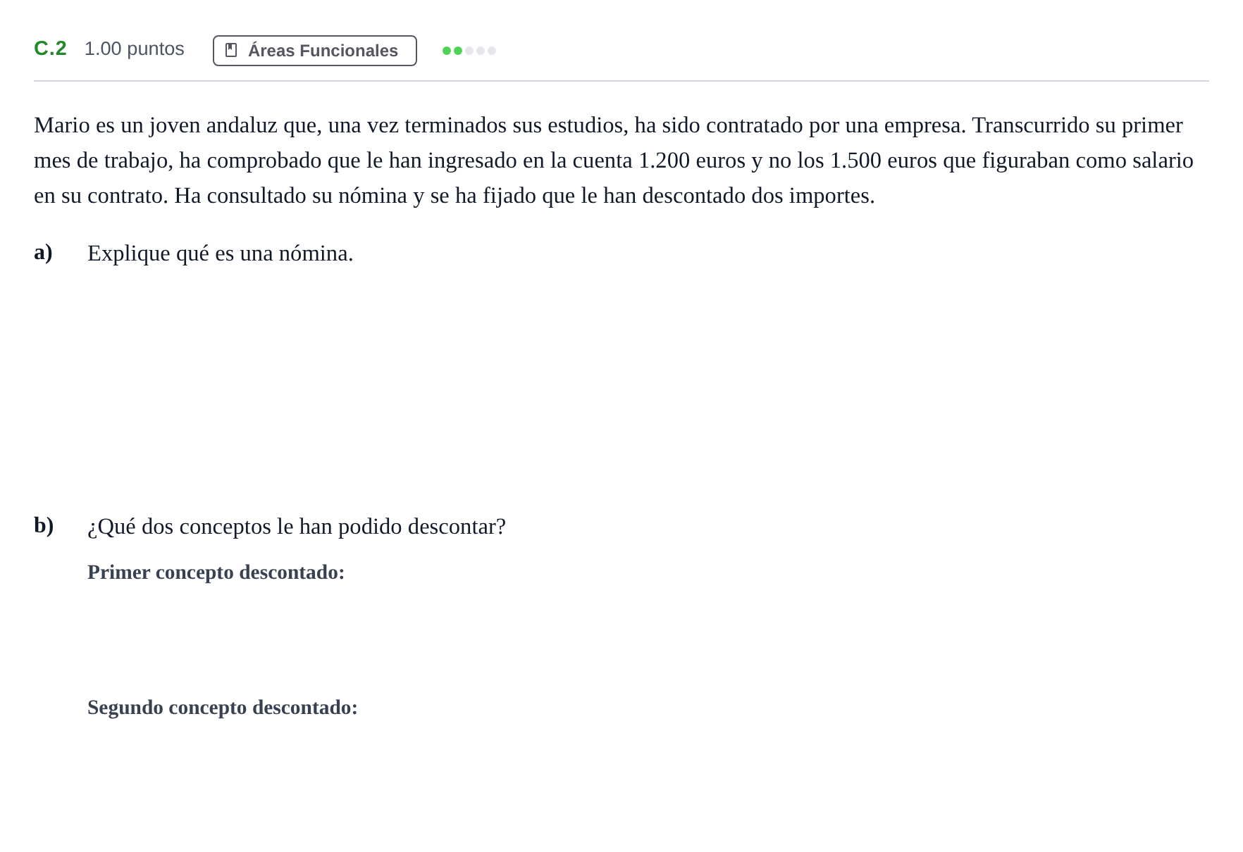 Enunciado: Ejercicio C.2 · Economía de la Empresa PAU Andalucía Extraordinaria Suplente 1 2025