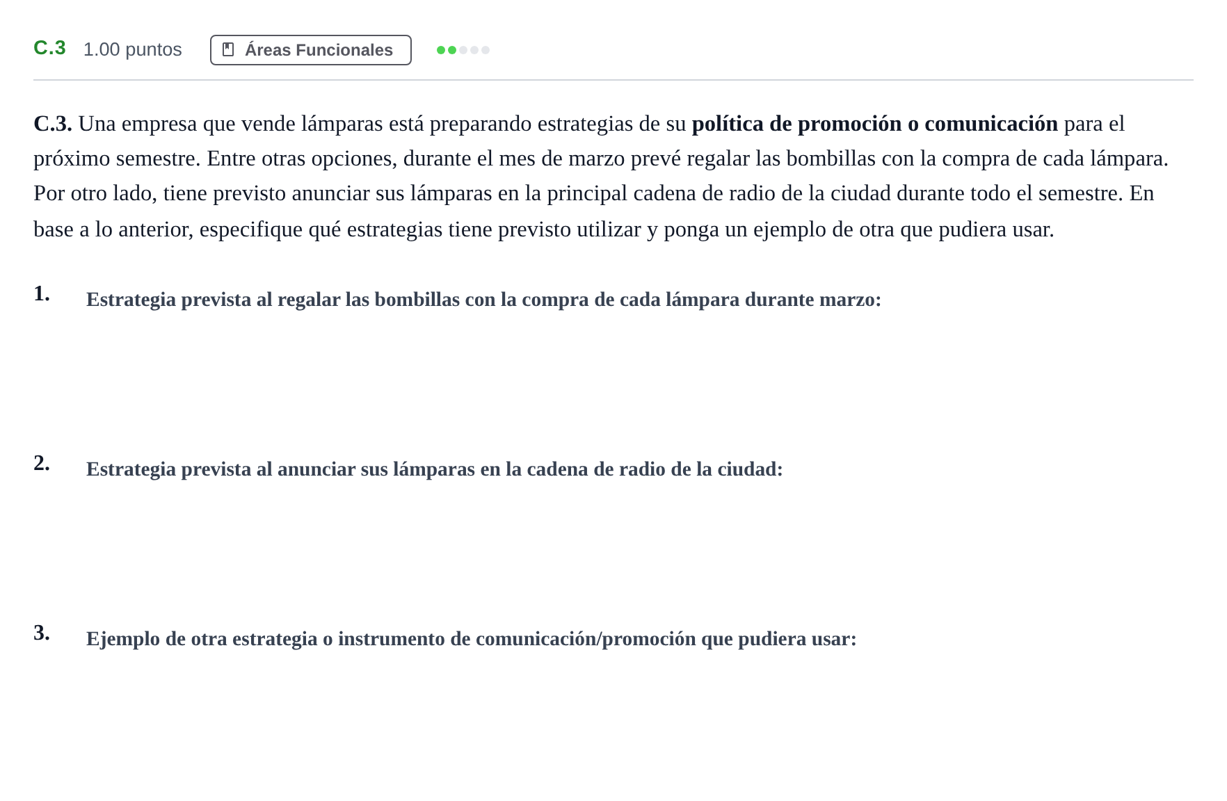 Enunciado: Ejercicio C.3 · Economía de la Empresa PAU Andalucía Extraordinaria Suplente 1 2025