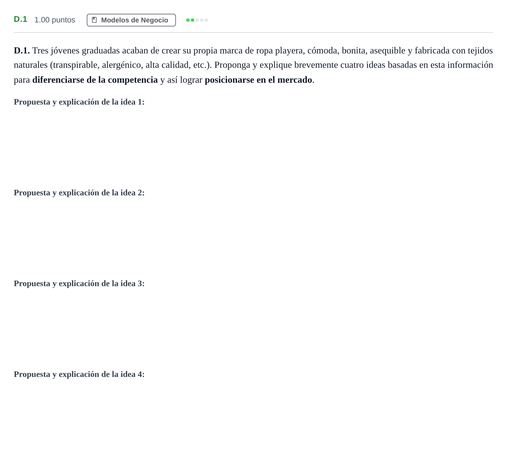Enunciado: Ejercicio D.1 · Economía de la Empresa PAU Andalucía Extraordinaria Suplente 1 2025