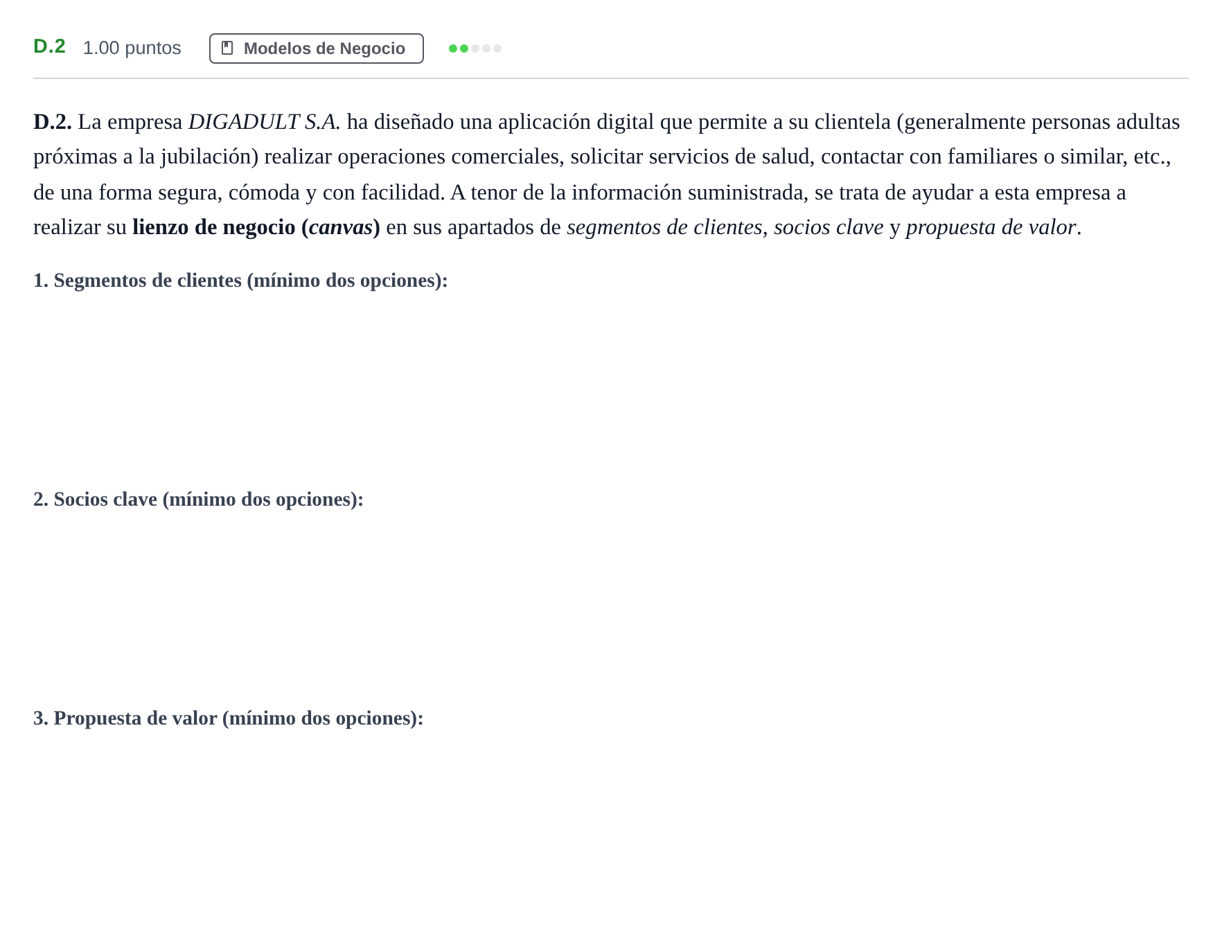 Enunciado: Ejercicio D.2 · Economía de la Empresa PAU Andalucía Extraordinaria Suplente 1 2025