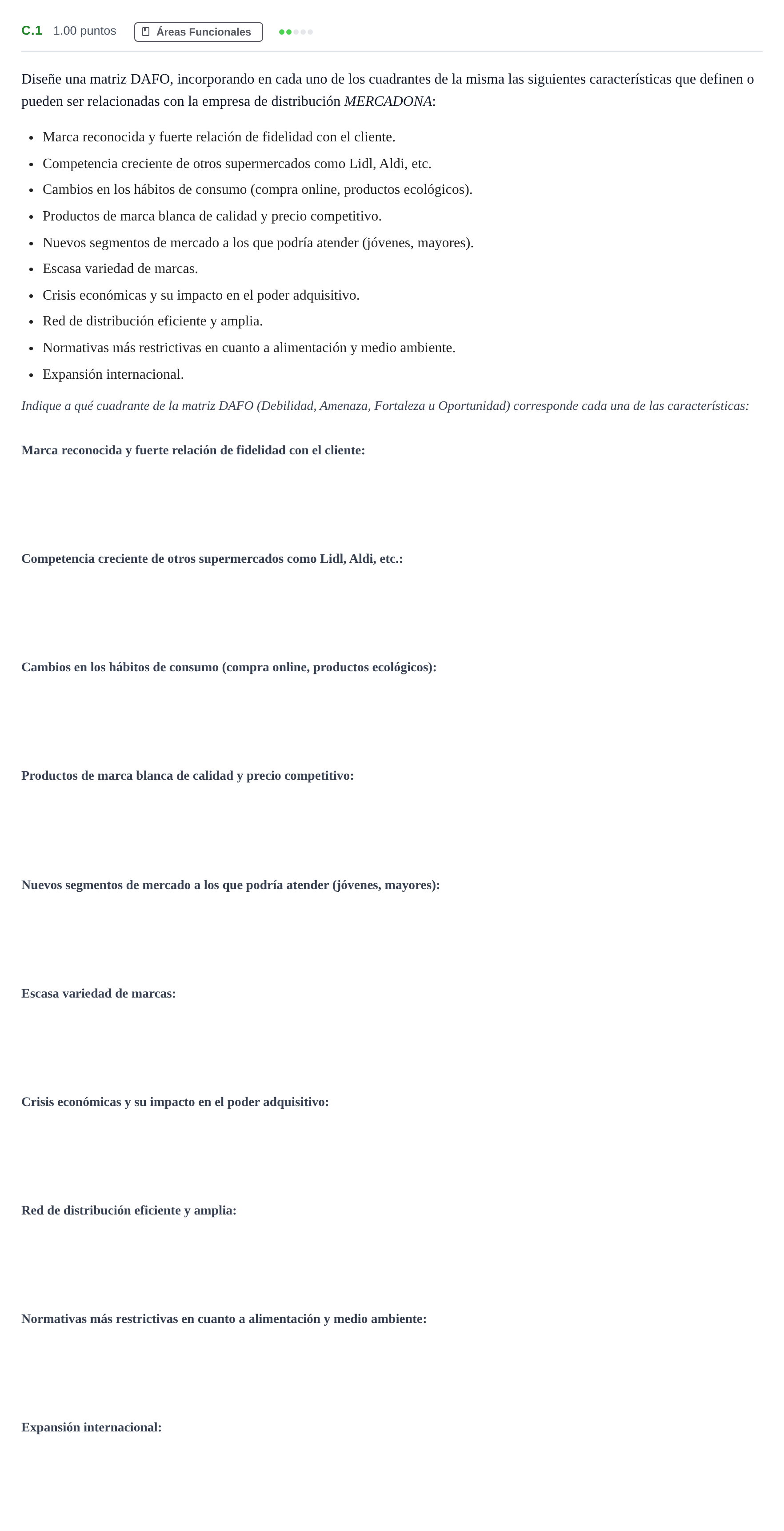 Enunciado: Ejercicio C.1 · Economía de la Empresa PAU Andalucía Extraordinaria Suplente 2 2025