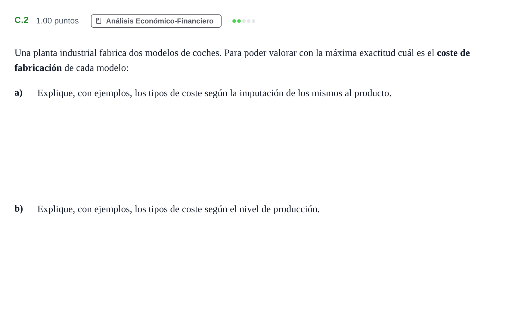 Enunciado: Ejercicio C.2 · Economía de la Empresa PAU Andalucía Extraordinaria Suplente 2 2025