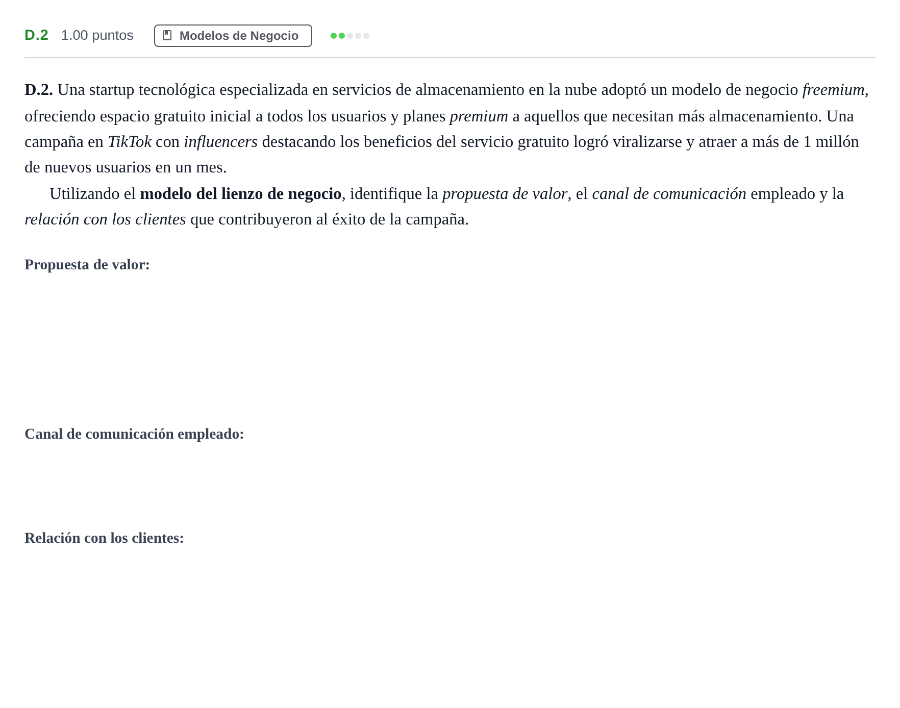 Enunciado: Ejercicio D.2 · Economía de la Empresa PAU Andalucía Extraordinaria Suplente 2 2025