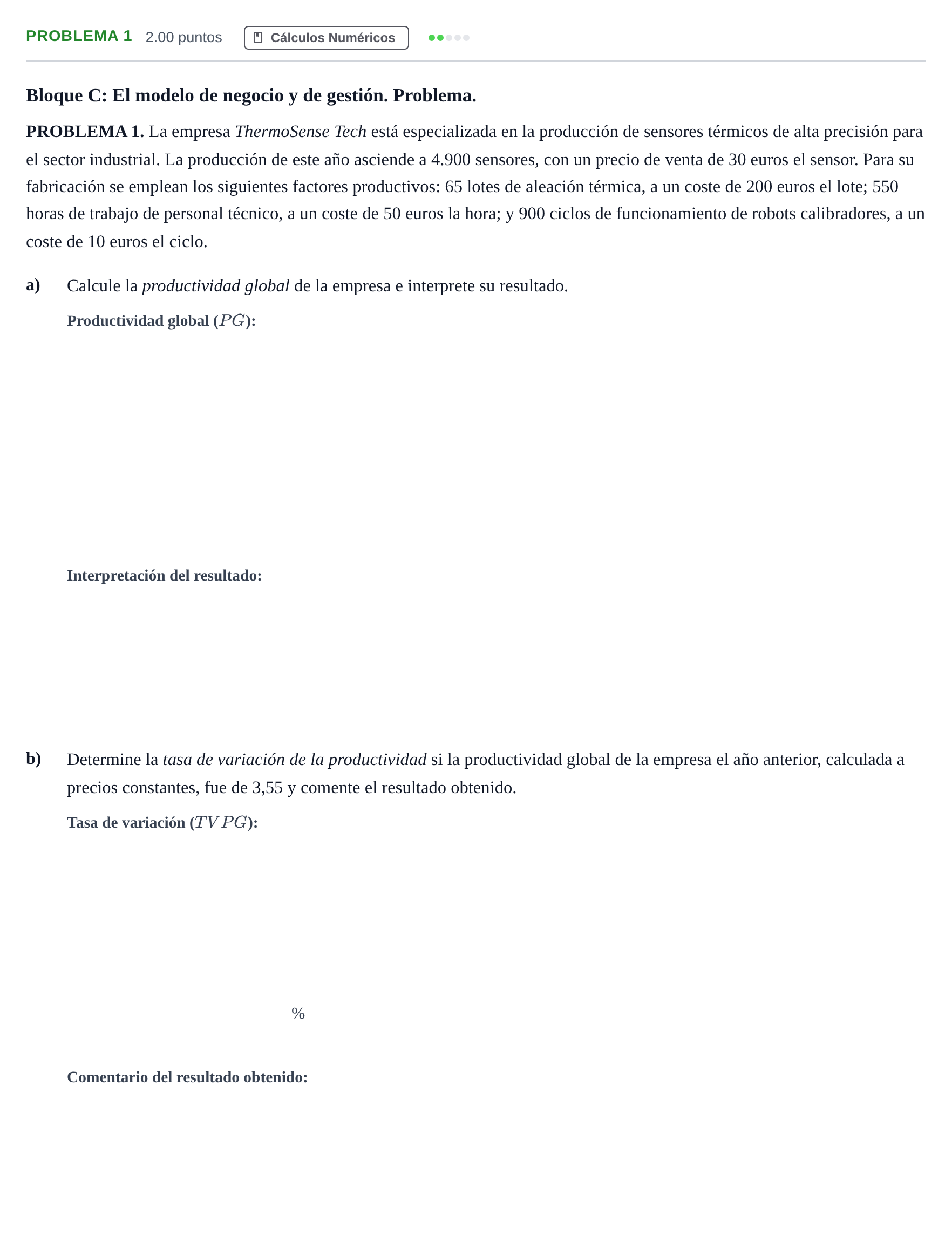 Enunciado: Problema 1 · Economía de la Empresa PAU Andalucía Extraordinaria Suplente 2 2025