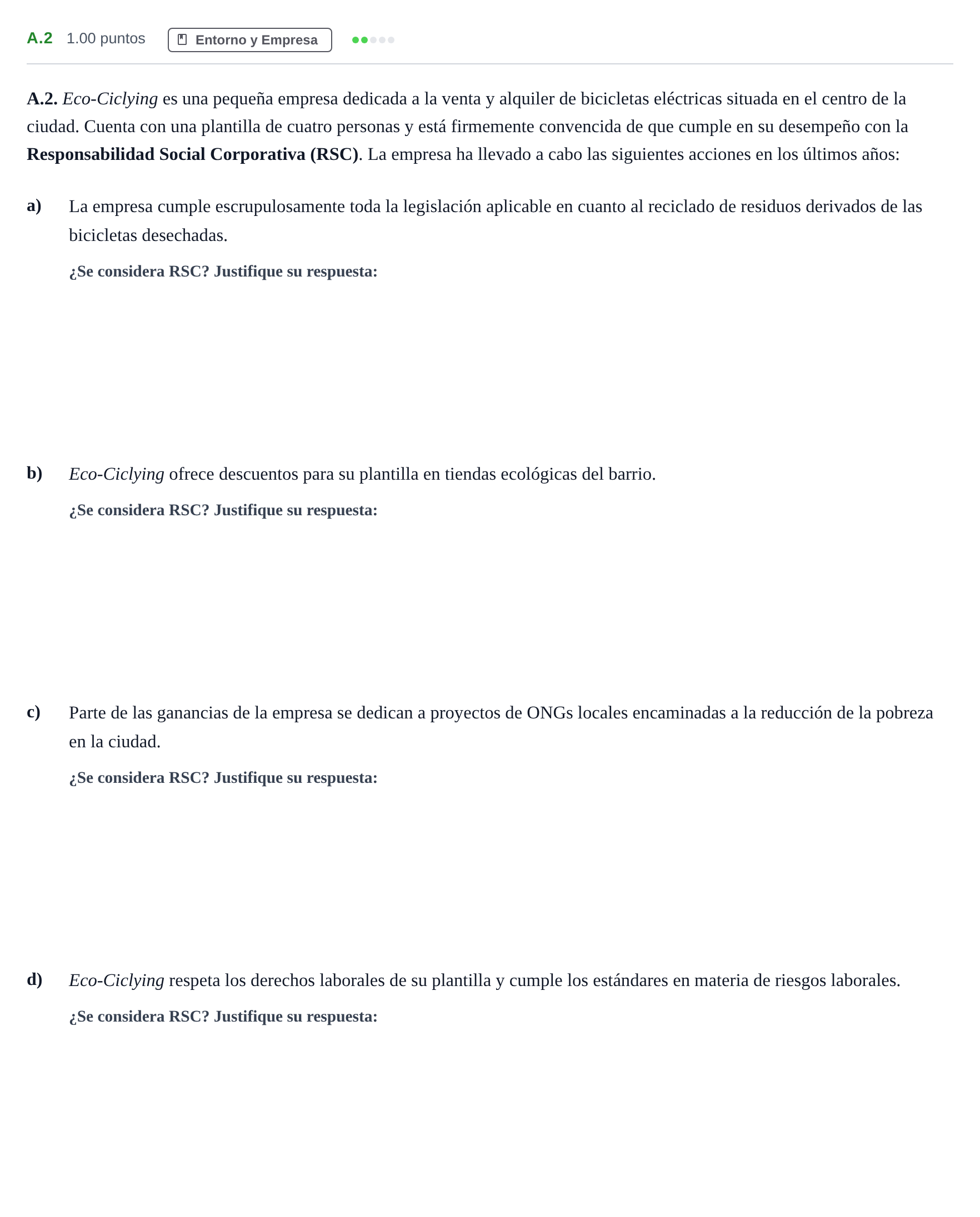 Enunciado: Ejercicio A.2 · Economía de la Empresa PAU Andalucía Extraordinaria Titular 2025