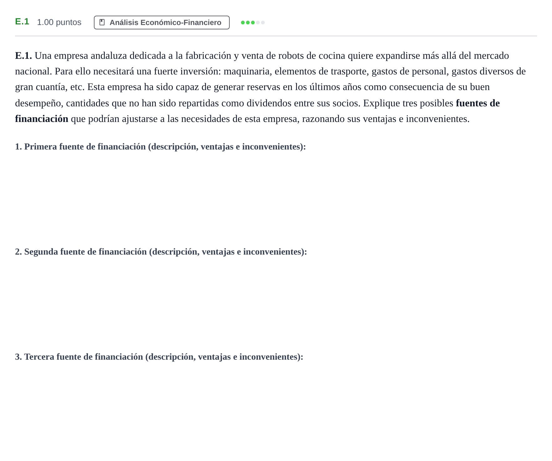 Enunciado: Ejercicio E.1 · Economía de la Empresa PAU Andalucía Extraordinaria Titular 2025