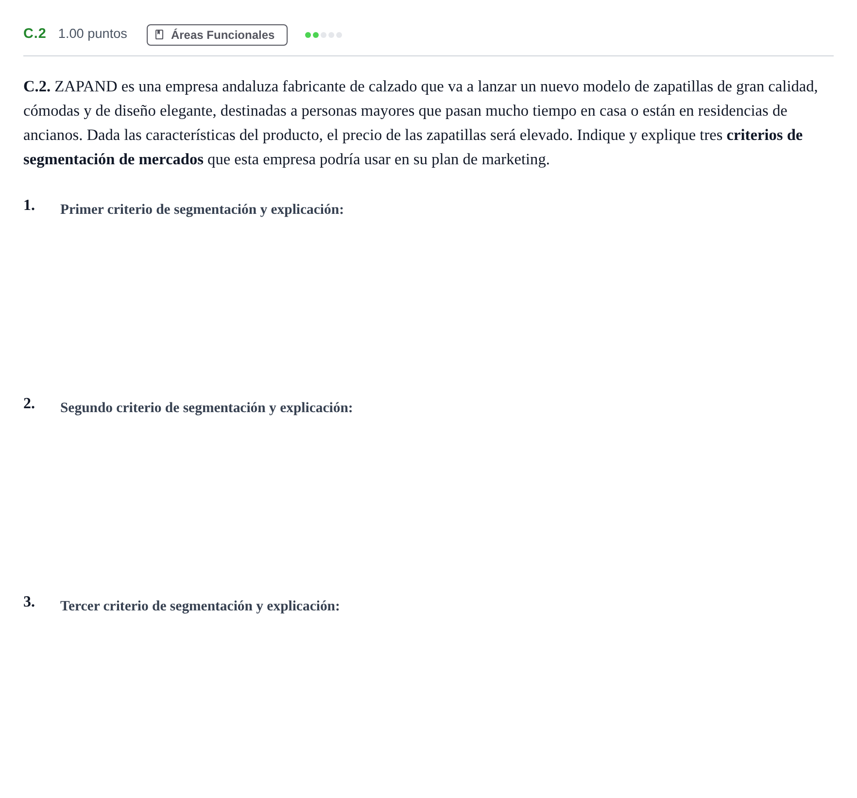 Enunciado: Ejercicio C.2 · Economía de la Empresa PAU Andalucía Ordinaria Suplente 1 2025