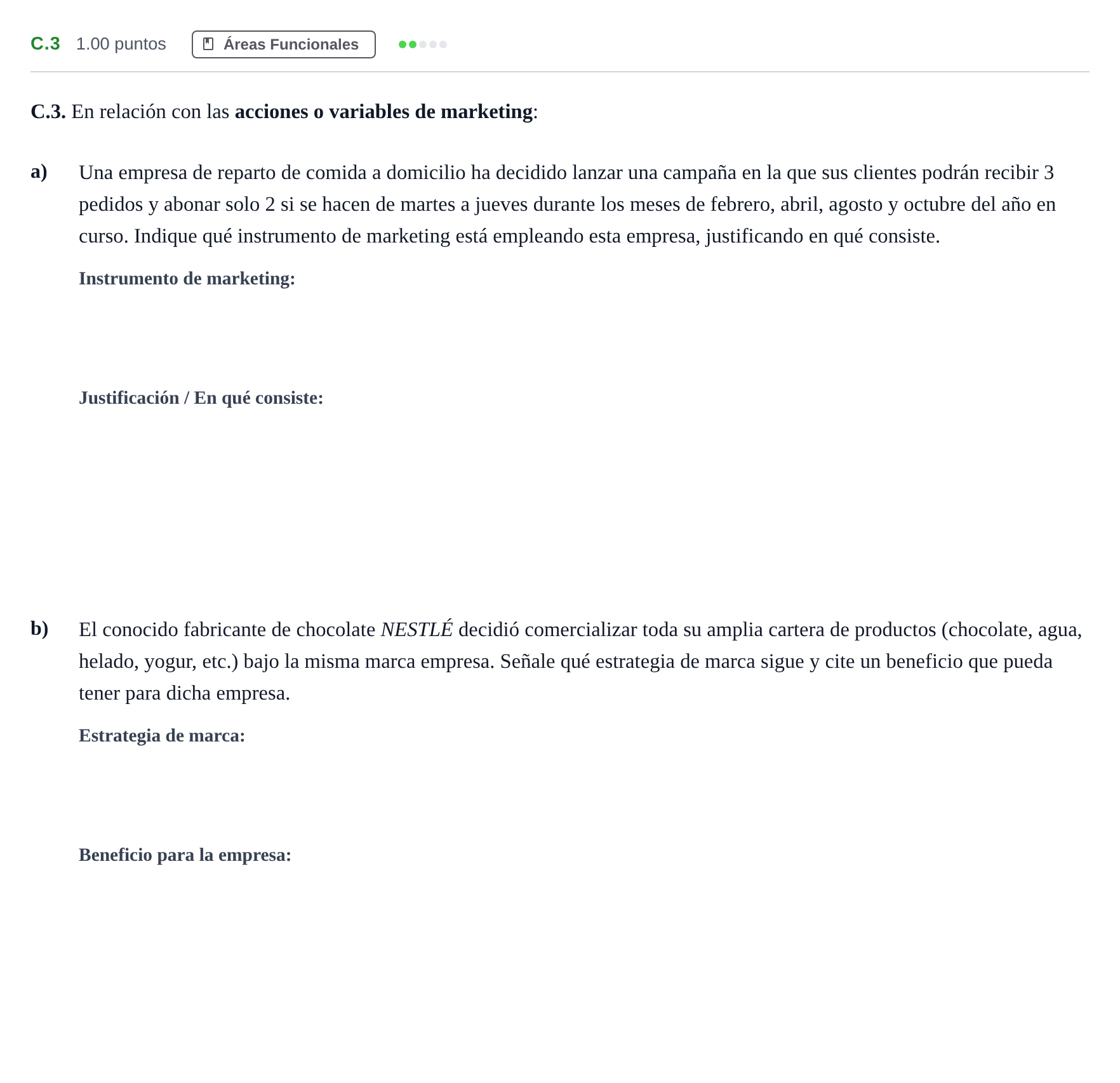 Enunciado: Ejercicio C.3 · Economía de la Empresa PAU Andalucía Ordinaria Suplente 1 2025