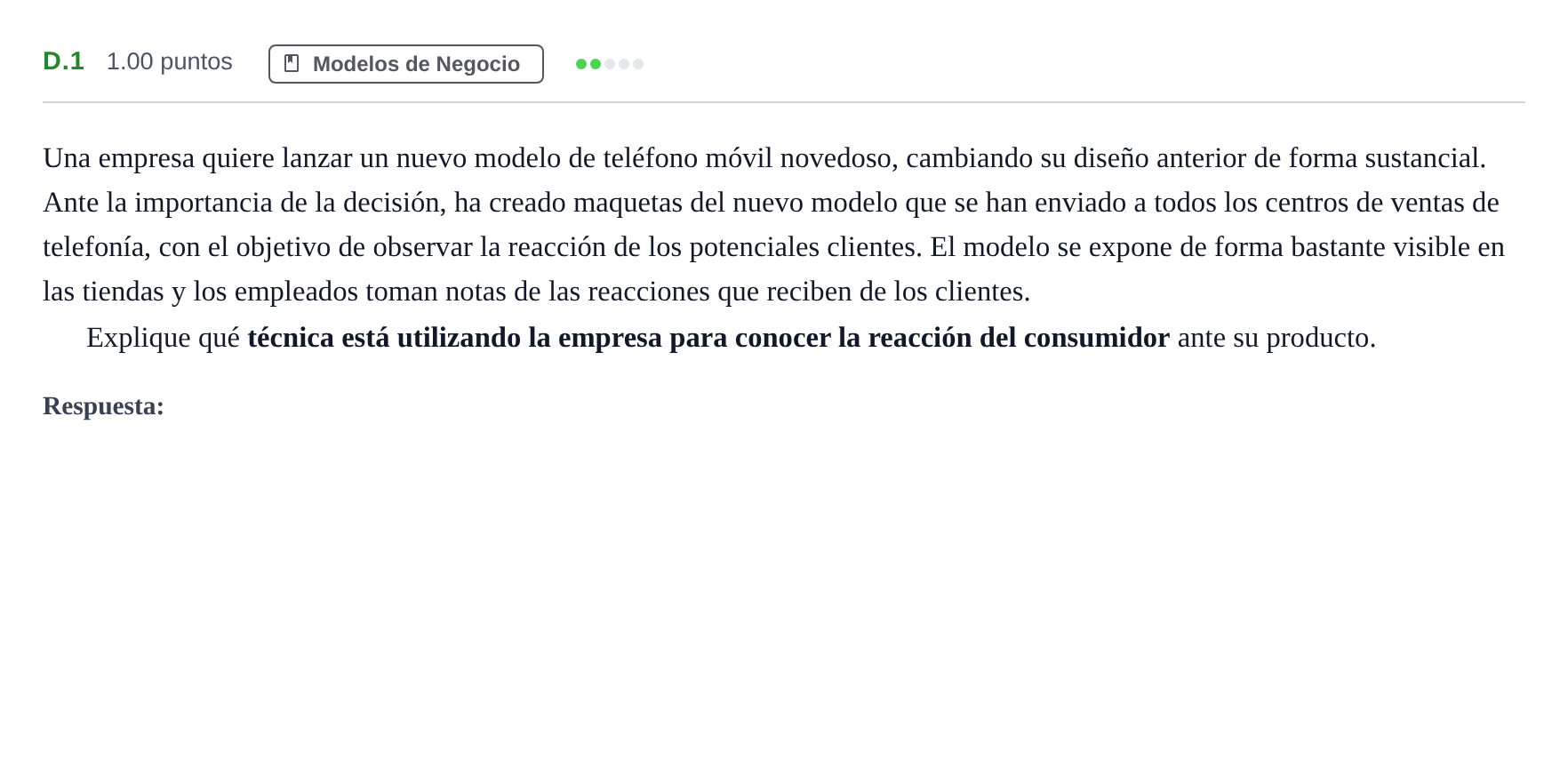 Enunciado: Ejercicio D.1 · Economía de la Empresa PAU Andalucía Ordinaria Suplente 1 2025