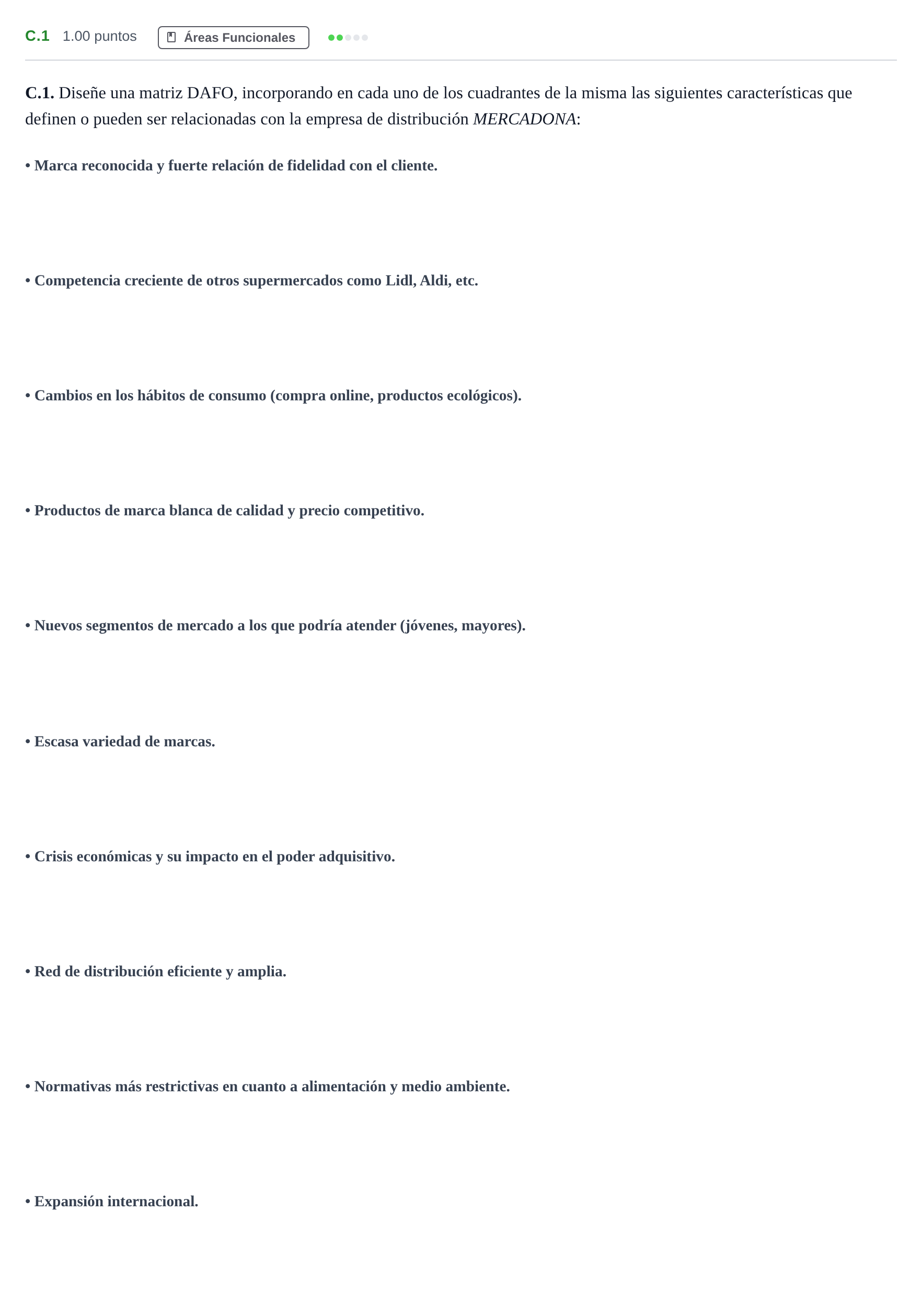 Enunciado: Ejercicio C.1 · Economía de la Empresa PAU Andalucía Extraordinaria Suplente 2 2025