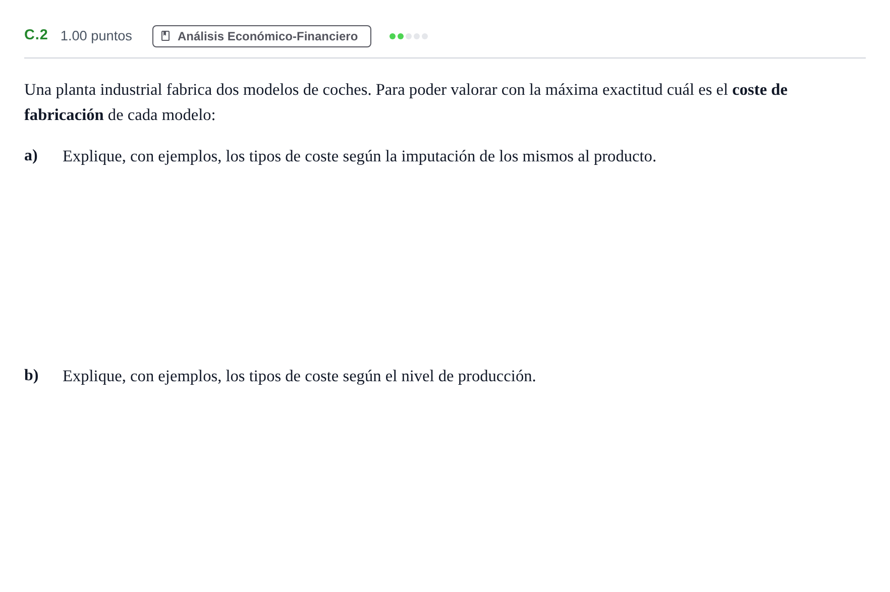 Enunciado: Ejercicio C.2 · Economía de la Empresa PAU Andalucía Extraordinaria Suplente 2 2025