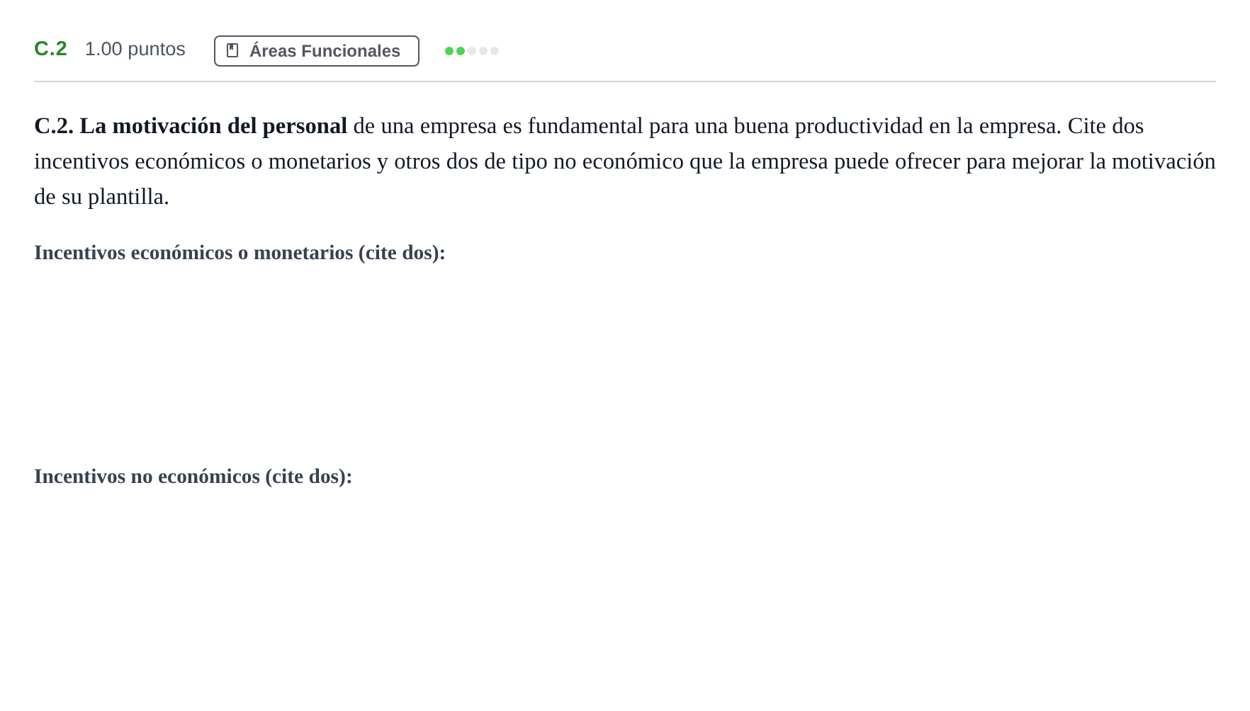Enunciado: Ejercicio C.2 · Economía de la Empresa PAU Andalucía Extraordinaria Titular 2025