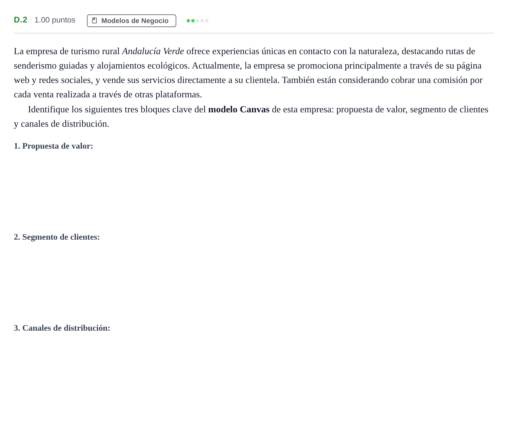 Enunciado: Ejercicio D.2 · Economía de la Empresa PAU Andalucía Extraordinaria Titular 2025